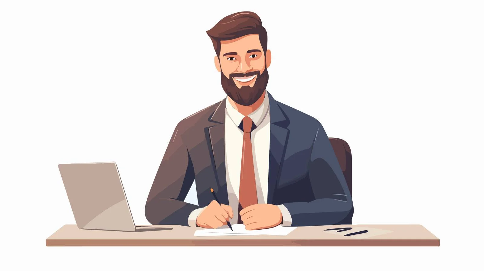 Professional businessman working at table in suit — free download from Dotvec