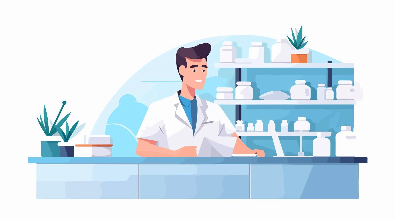 Professional Male Pharmacist at Pharmacy Counter — free download from Dotvec