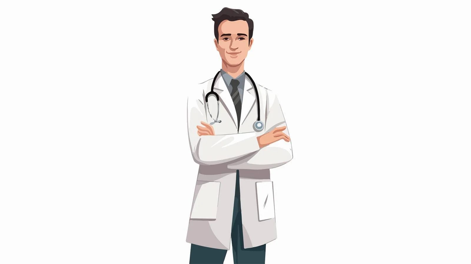 Professional Male Doctor with Stethoscope Pose — free download from Dotvec