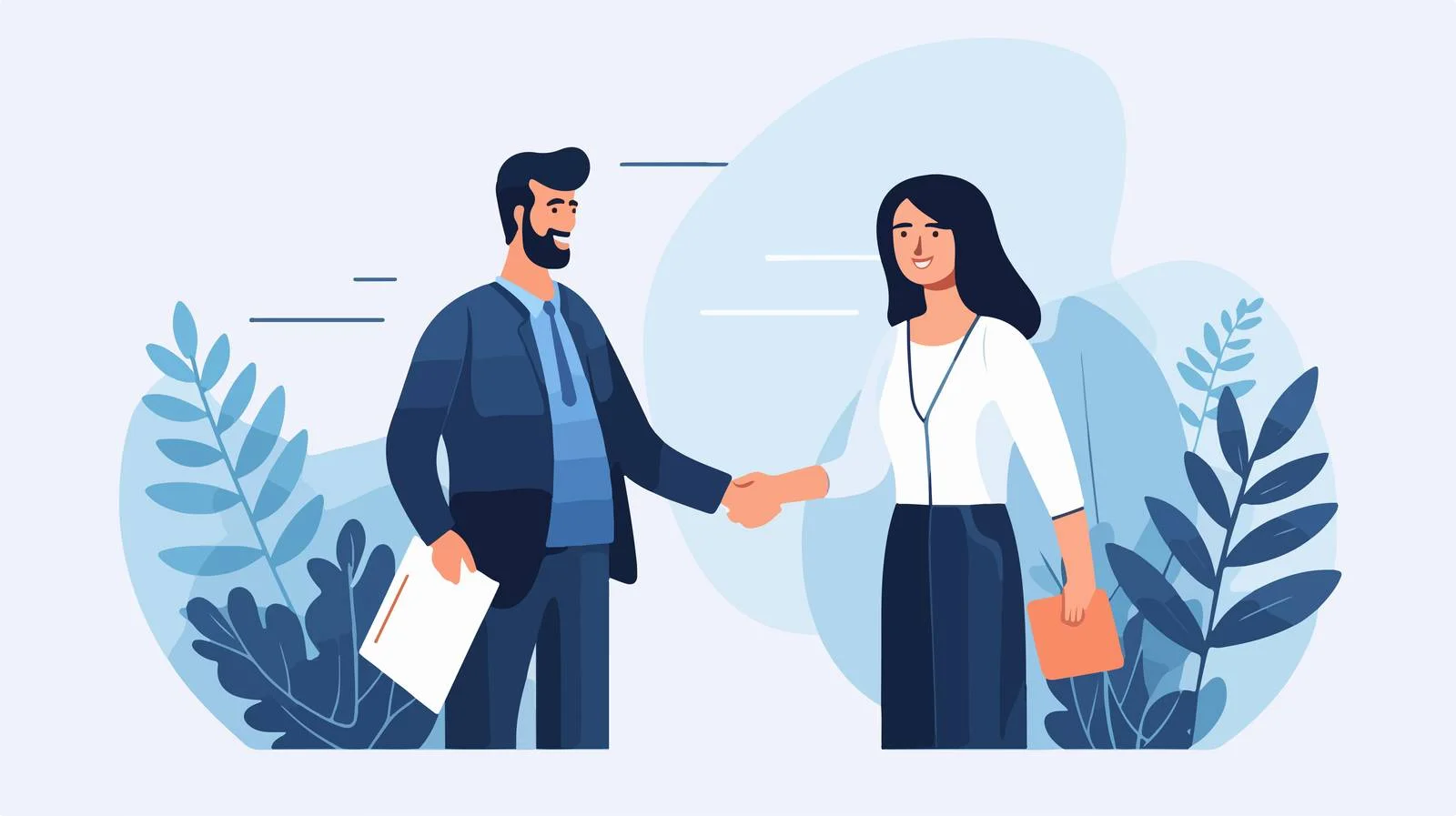 Professional Man and Woman Headhunter Handshake — free download from Dotvec