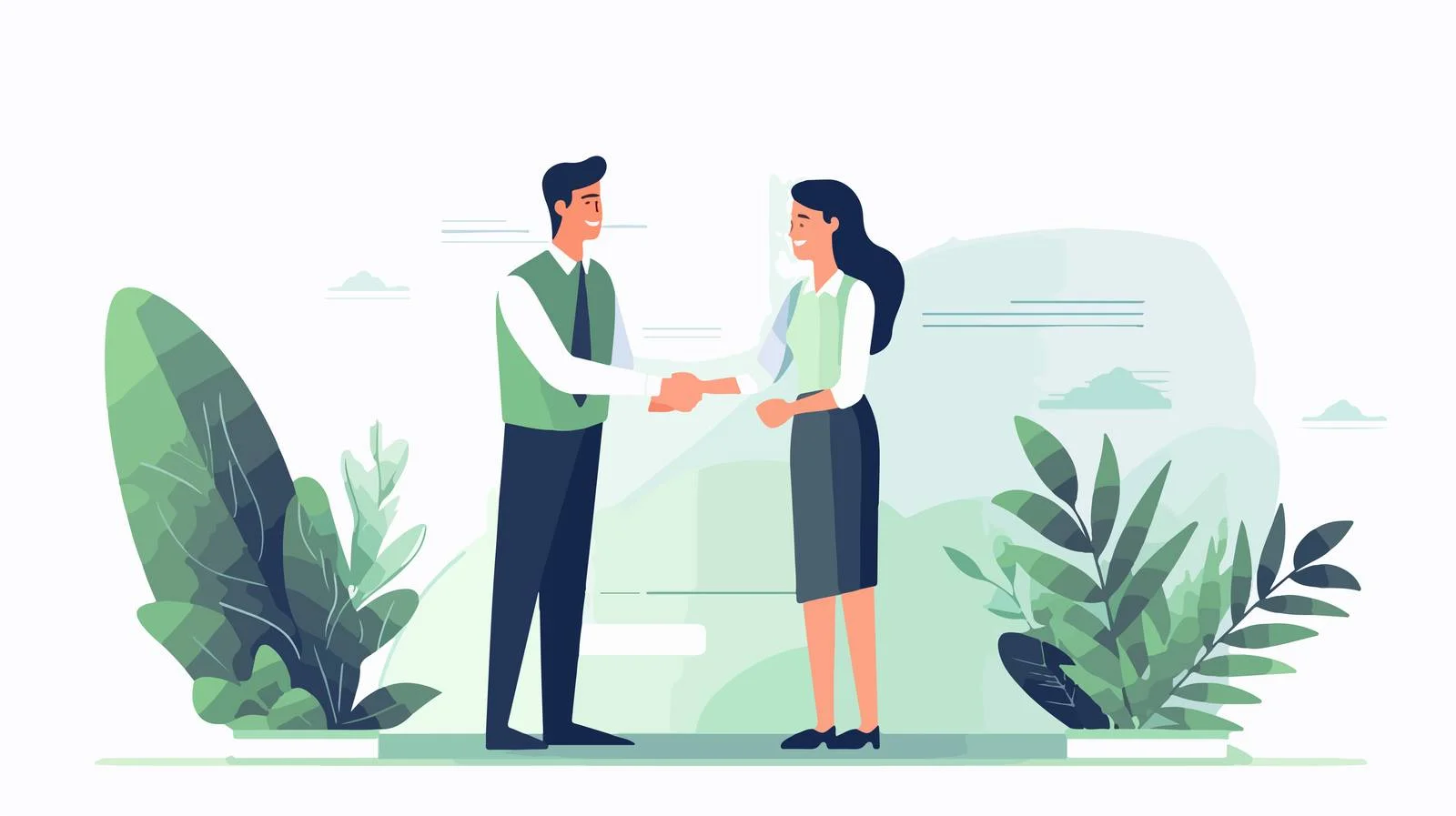 Professional Man and Woman Headhunter Handshake — free download from Dotvec