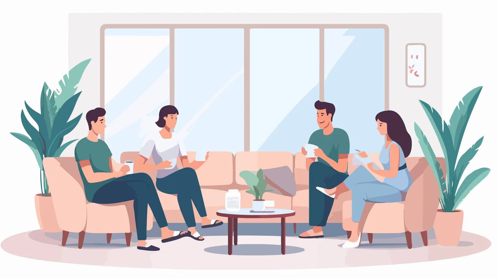 Casual Home Gathering with Friends Chatting — free download from Dotvec