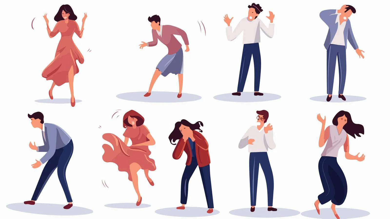 Set of Vector Illustrations Depicting Frightened People – free frightened image from Dotvec