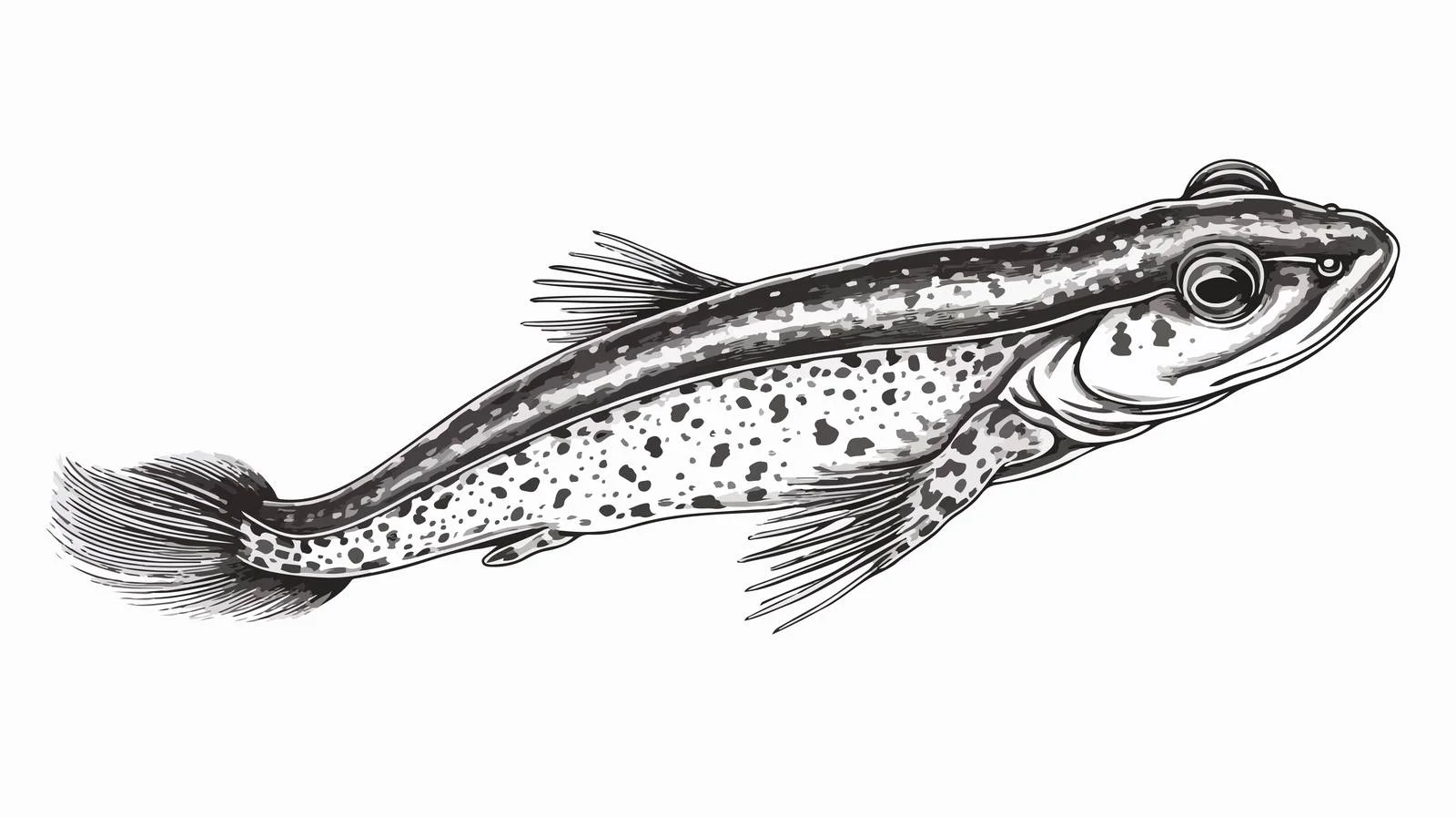 Vintage Style Etching of Frog Tadpole — free download from Dotvec