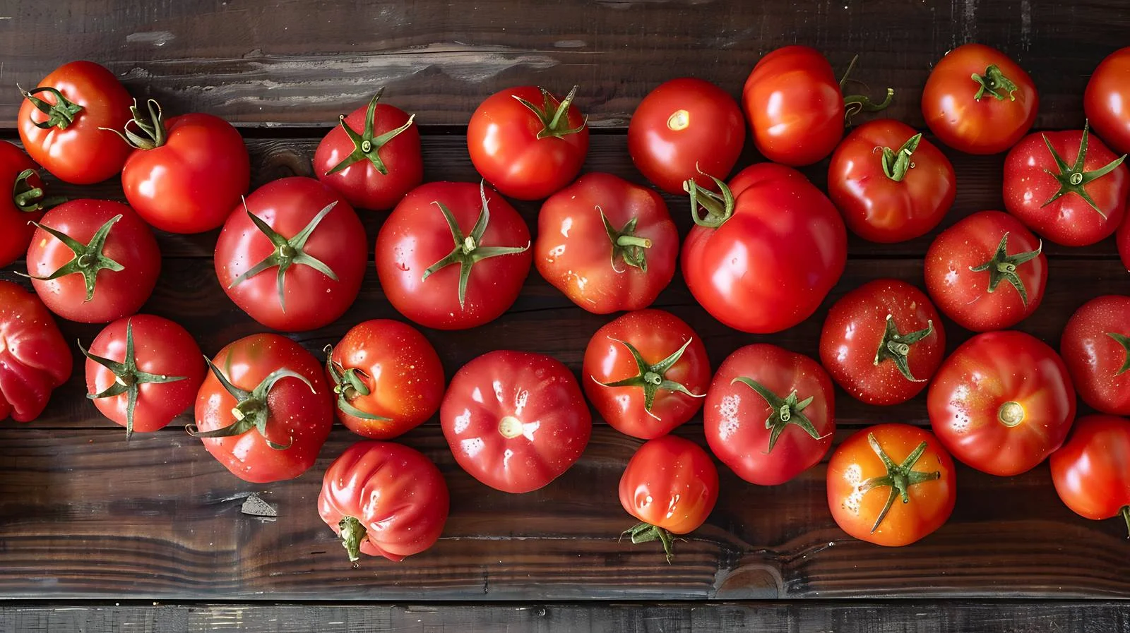 Arrangement of assorted fresh tomatoes from above — free download from Dotvec