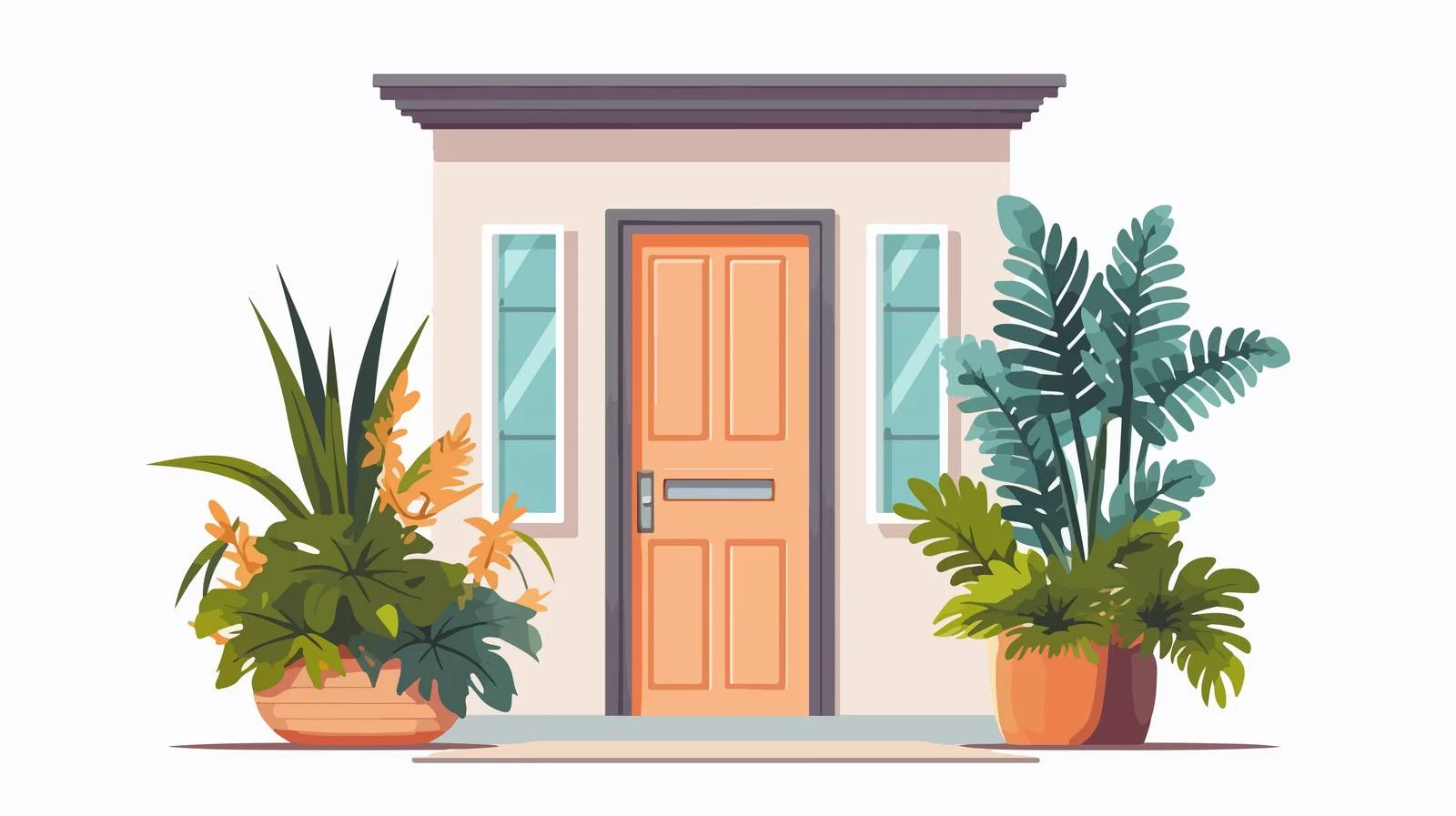 Elegant House Entry with Welcome Mat — free download from Dotvec