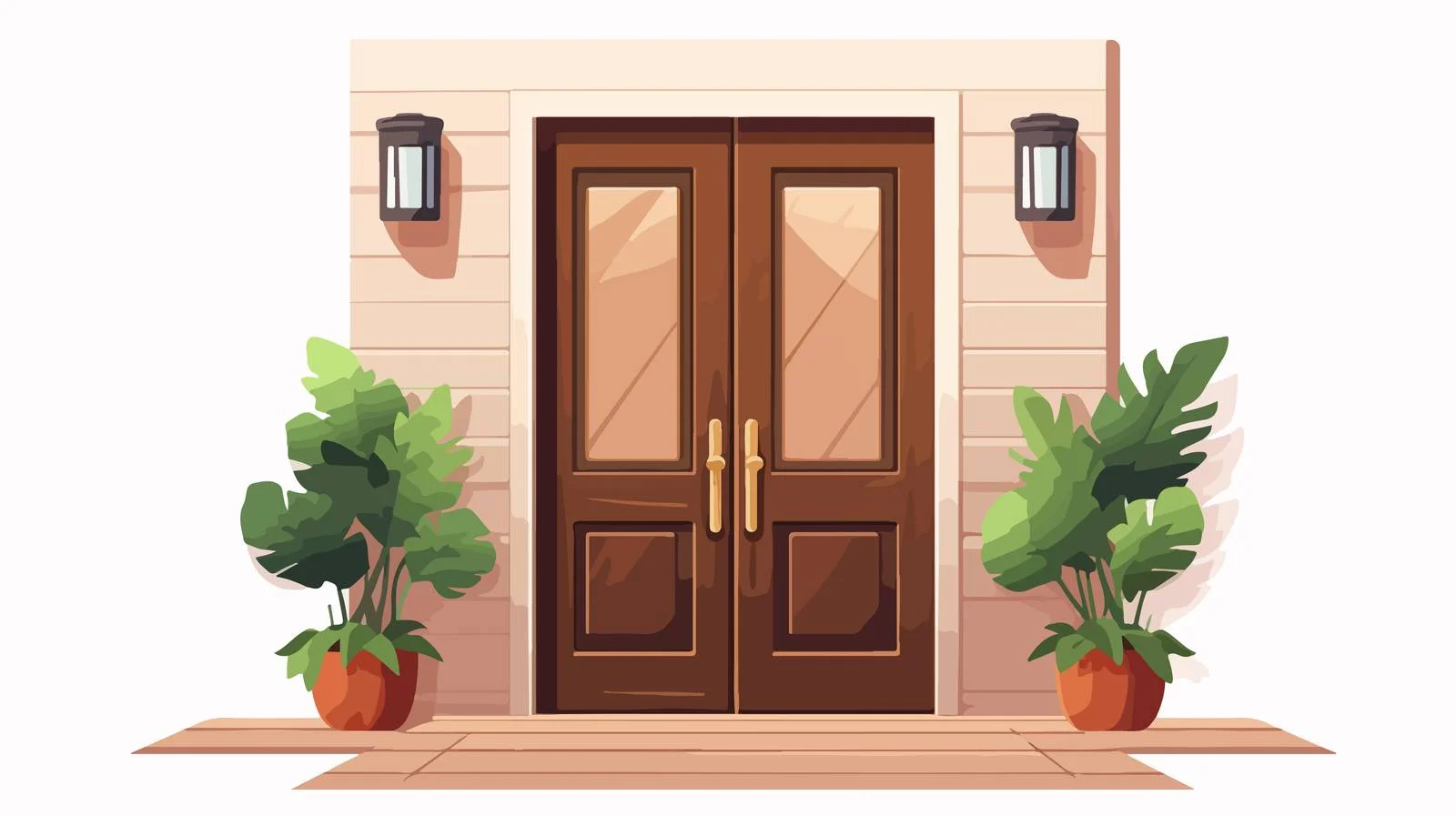 Classic Wooden Door Outside Residential Building — free download from Dotvec