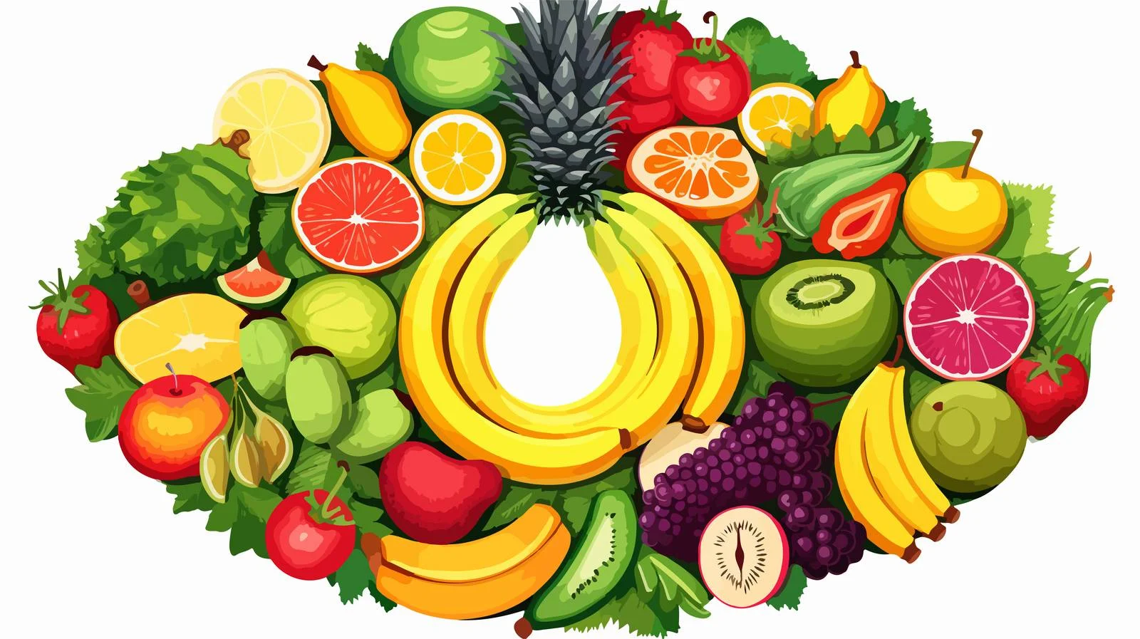 Circular Tropical Fruit Arrangement — free download from Dotvec
