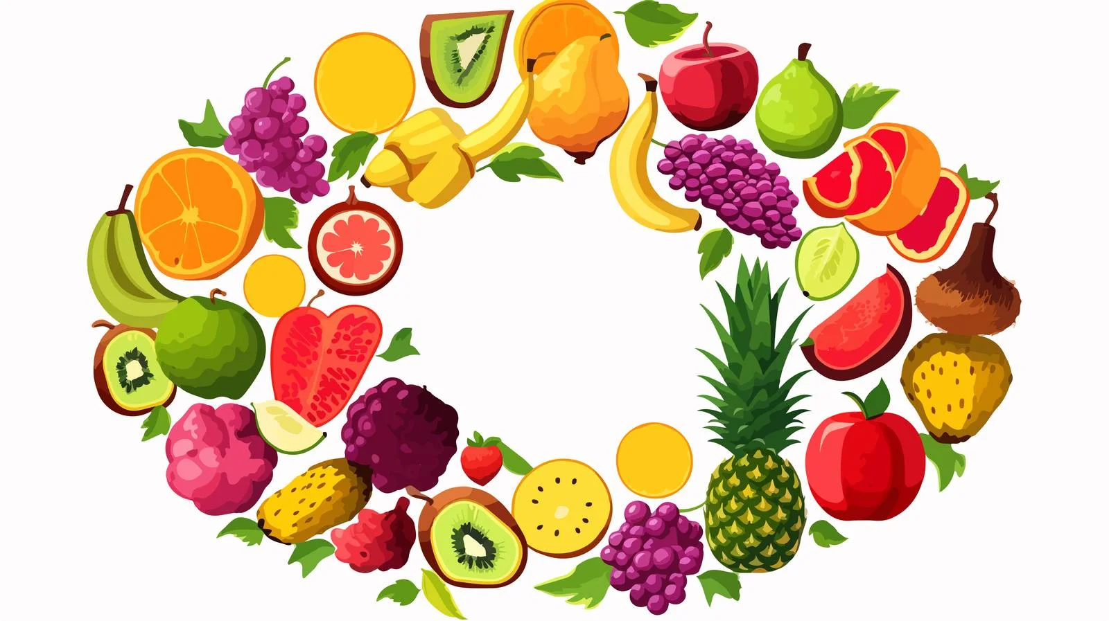 Tropical Fruits Circle Composition — free download from Dotvec