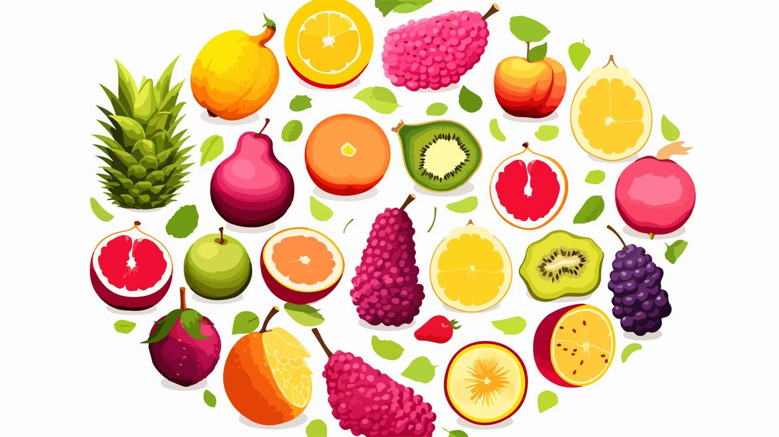 Tropical Circle of Fruits Composition — free download from Dotvec