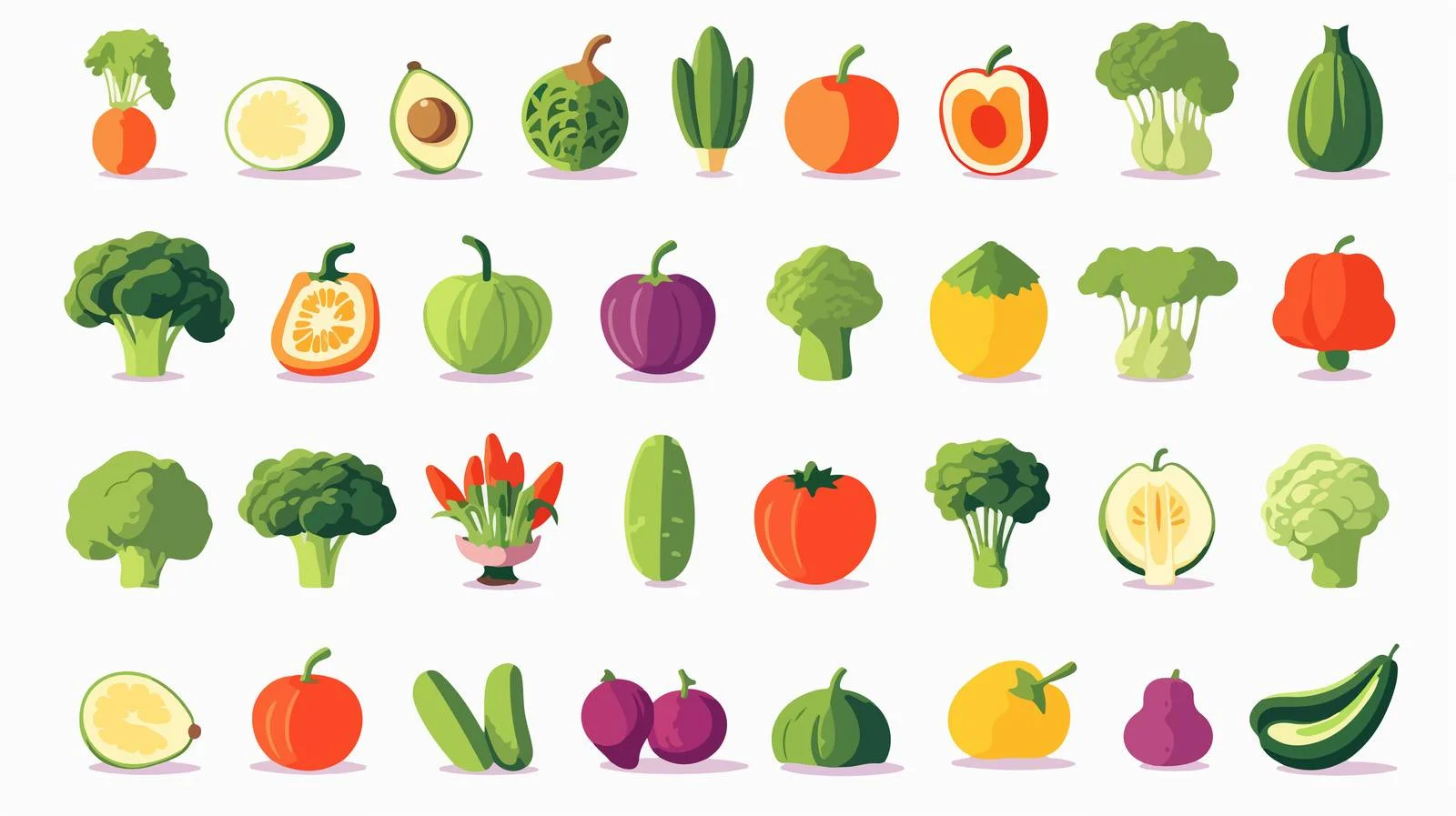 Colorful Vegetables and Fruits Icon Collection — free download from Dotvec