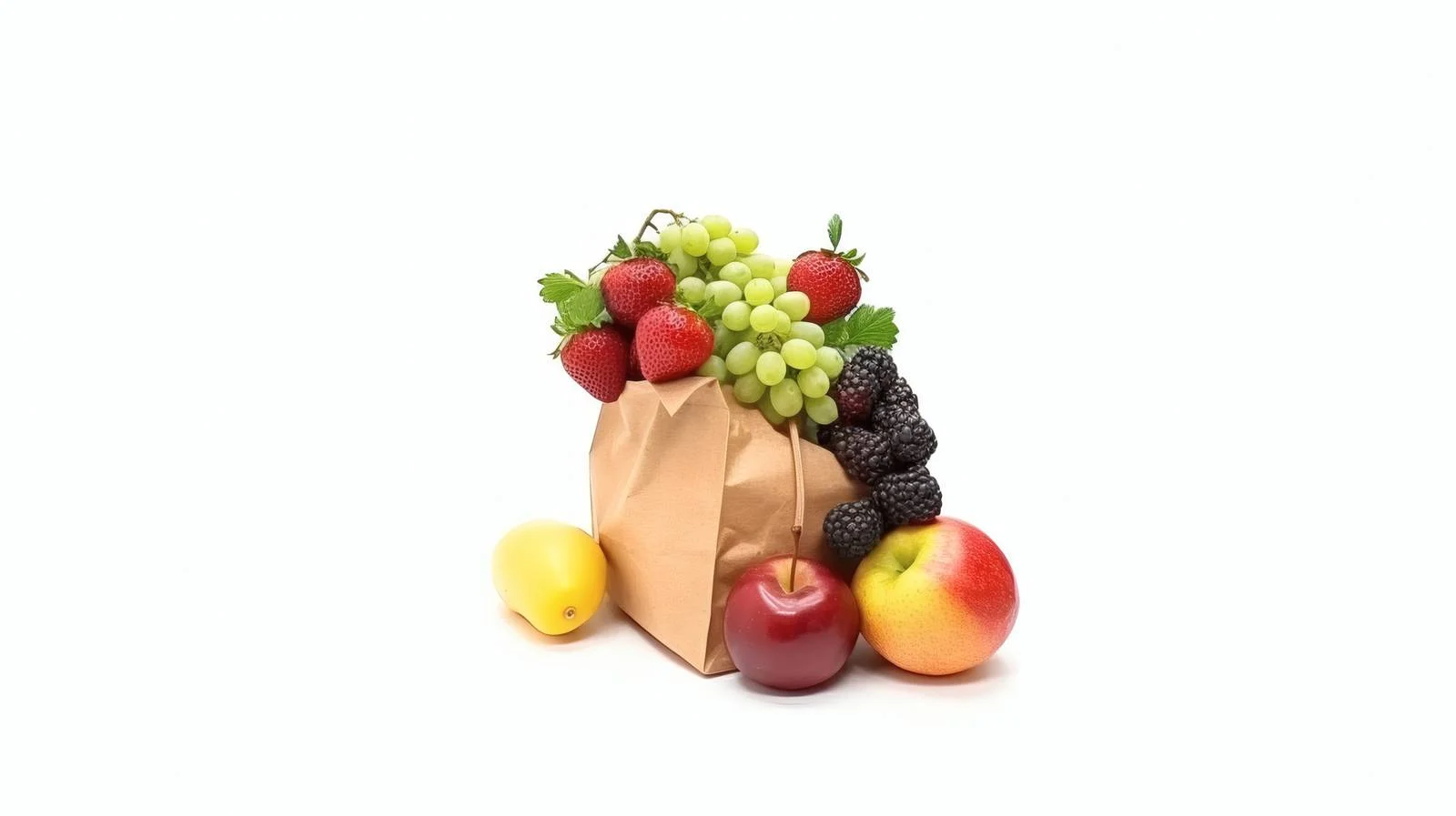 Assorted Fresh Fruits in Bag on White — free download from Dotvec