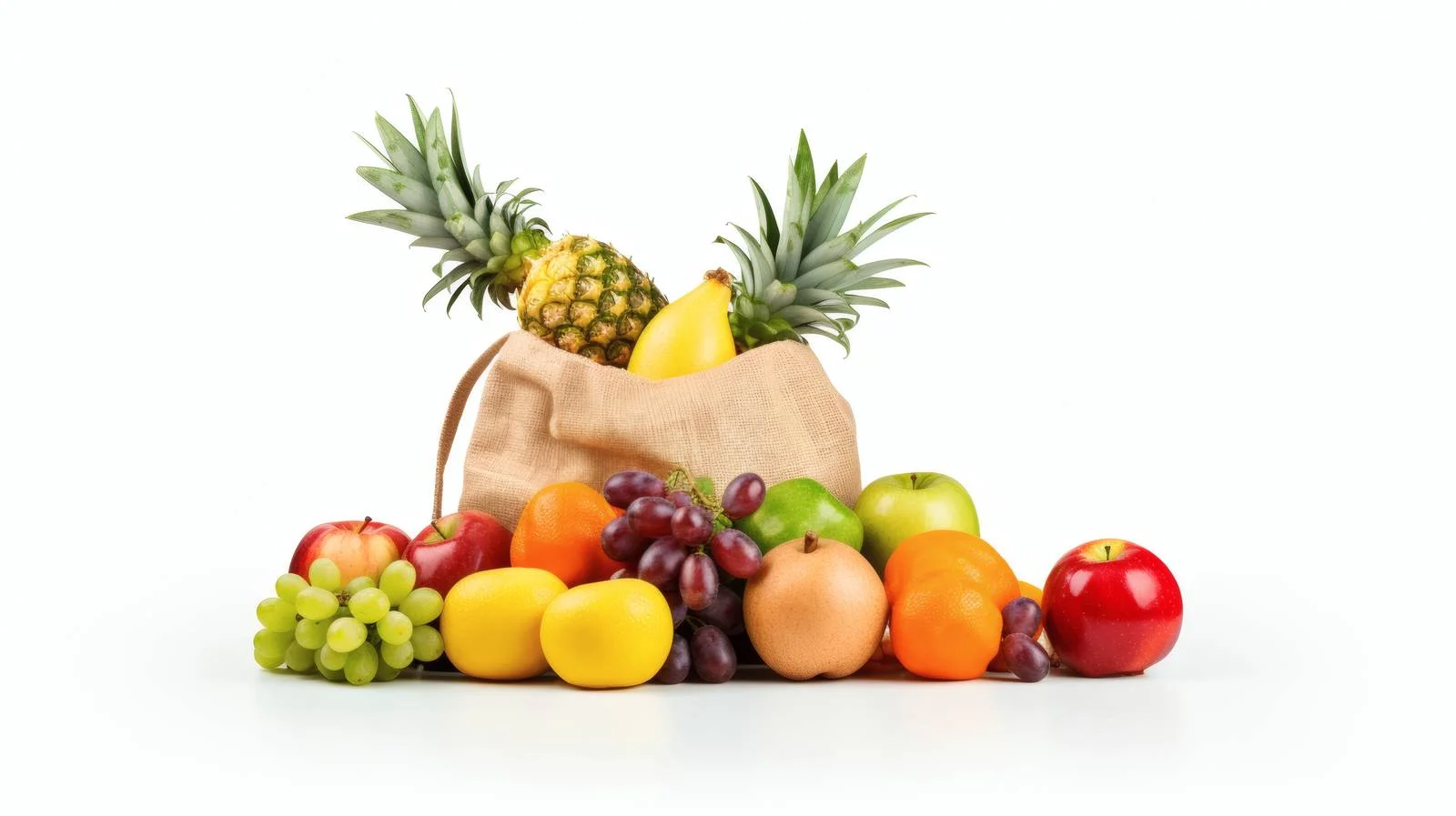 Assorted Fruits in Paper Bag on White — free download from Dotvec