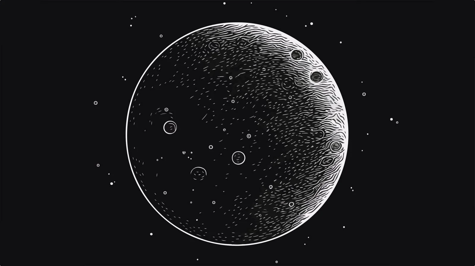 Detailed Line Art of Full Moon Craters — free download from Dotvec