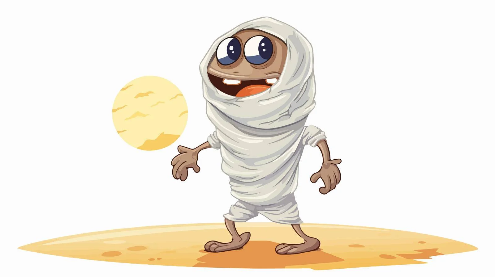 Playful Halloween Mummy with Crescent Moon — free download from Dotvec