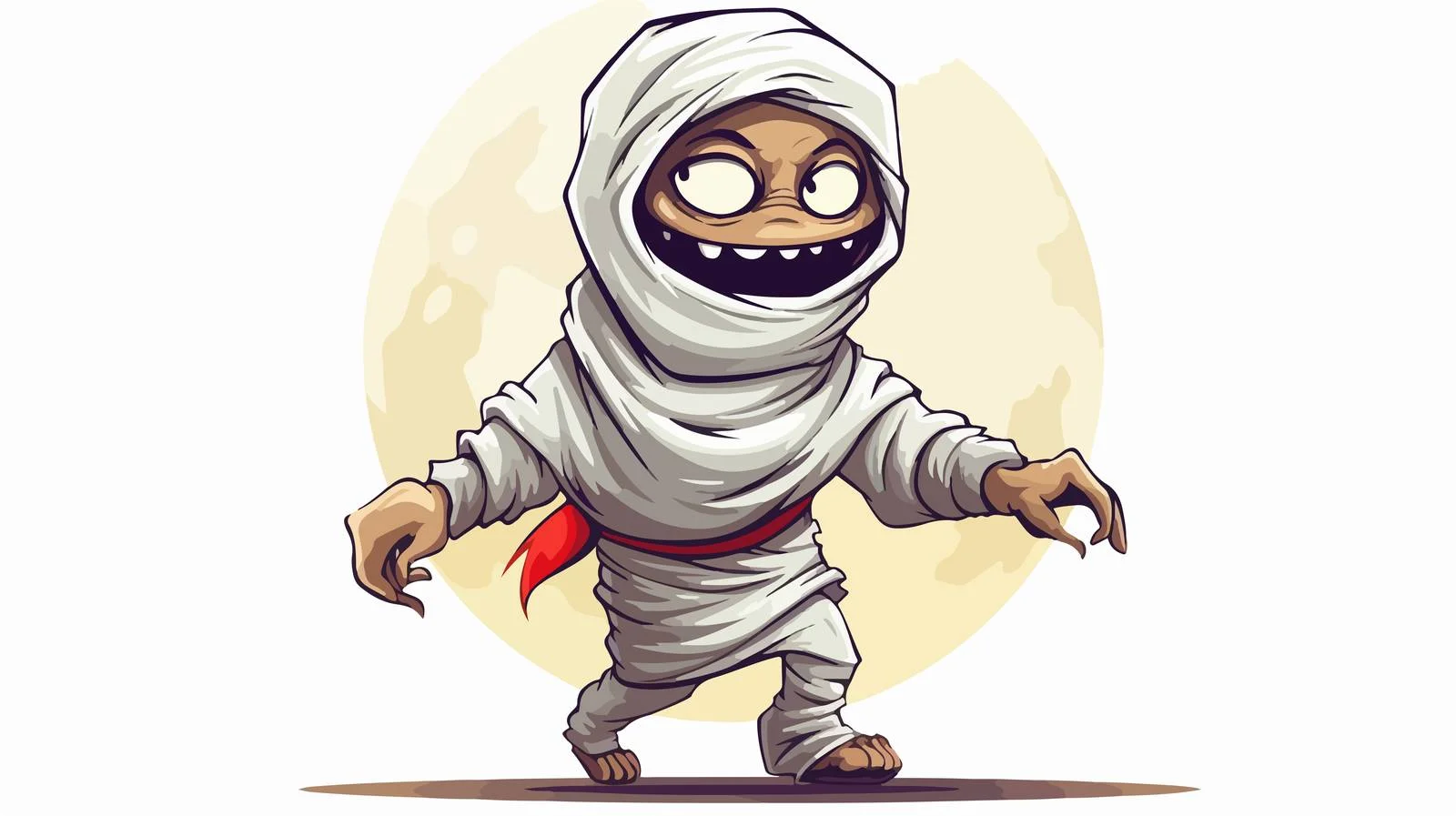 Amusing Mummy With Crescent Moon Walking — free download from Dotvec