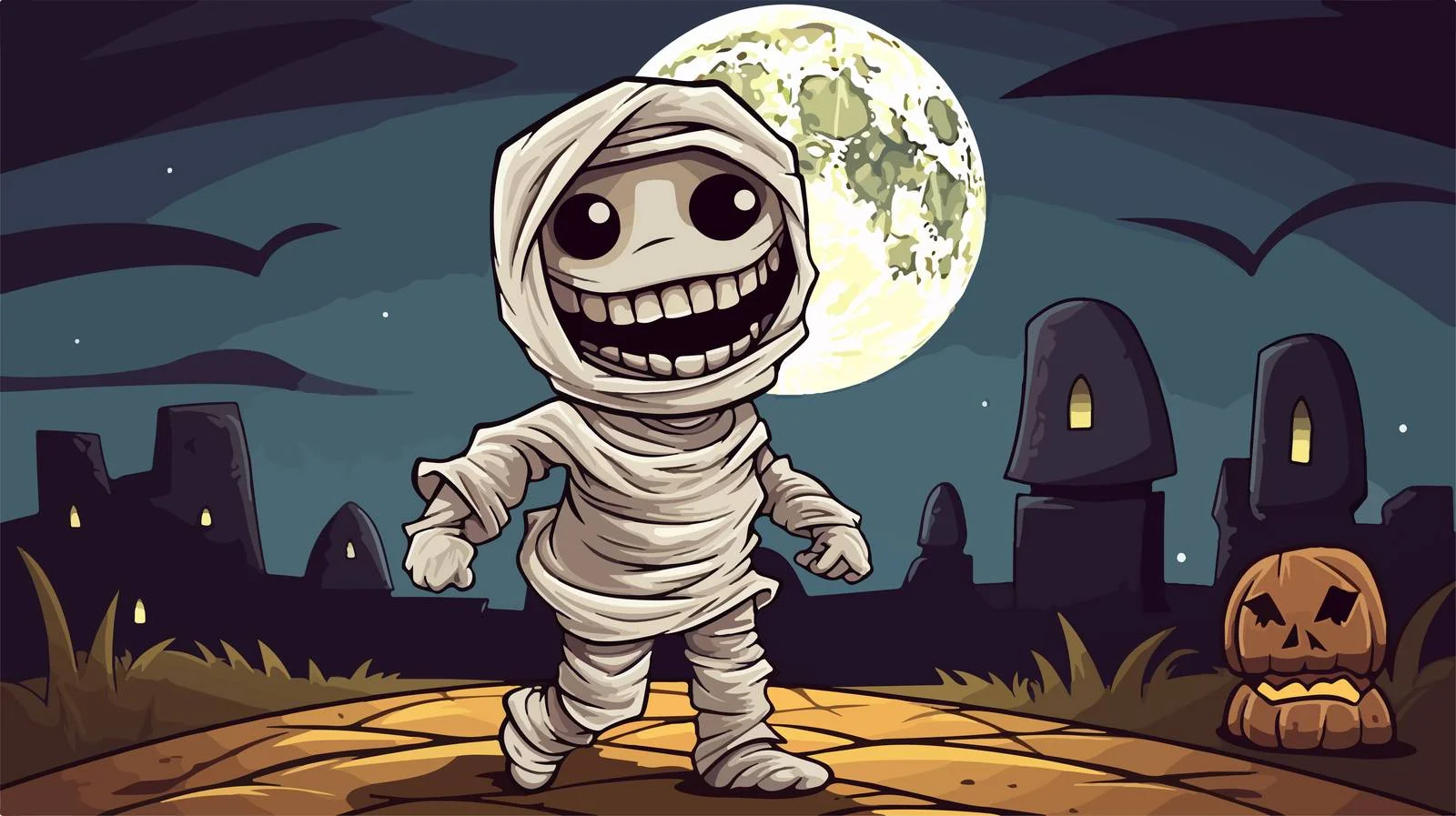 Amusing Mummy and Crescent Moon Stroll – free around image from Dotvec