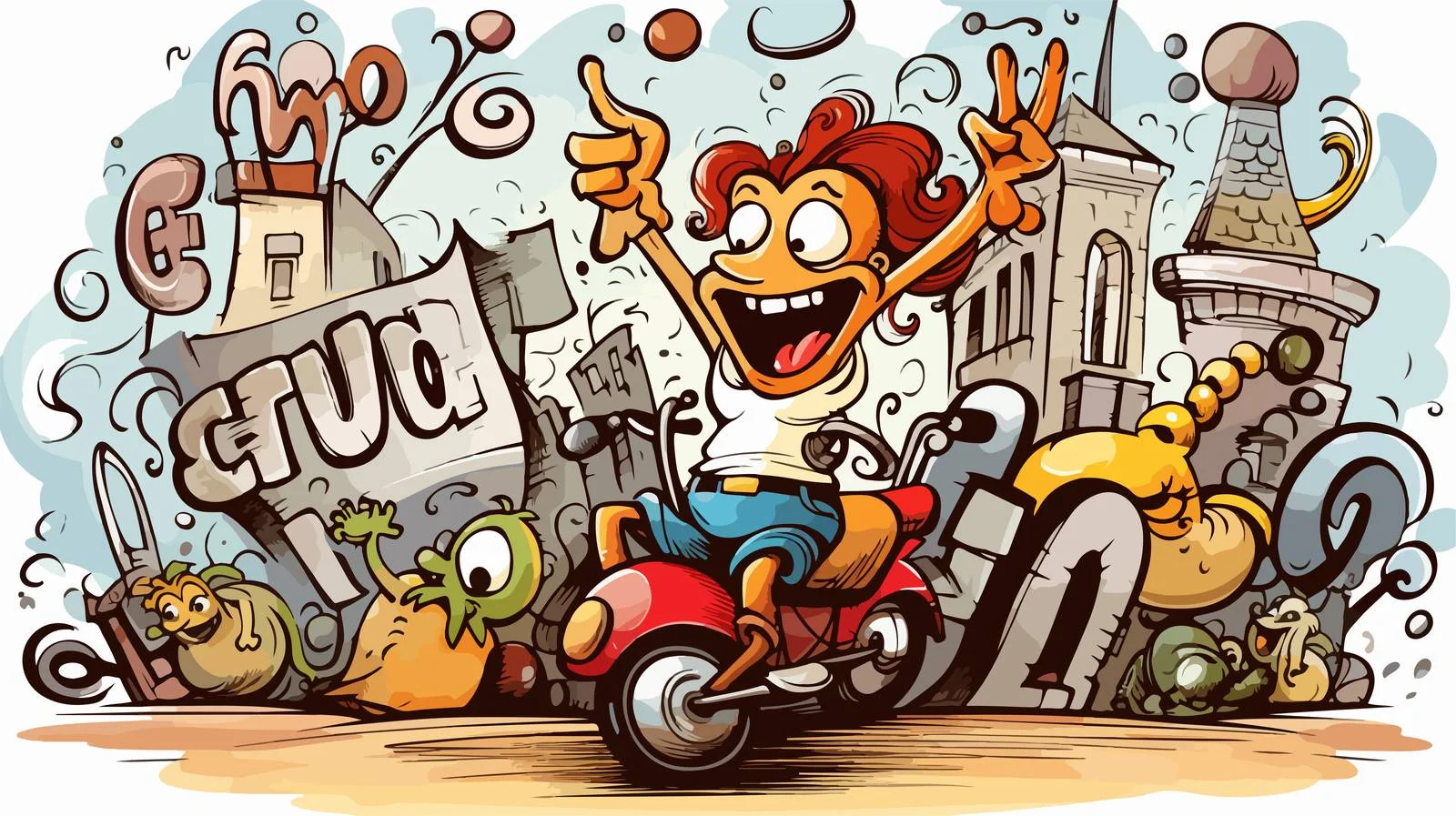 Funny Graffiti Cartoon Vector Illustration — free download from Dotvec