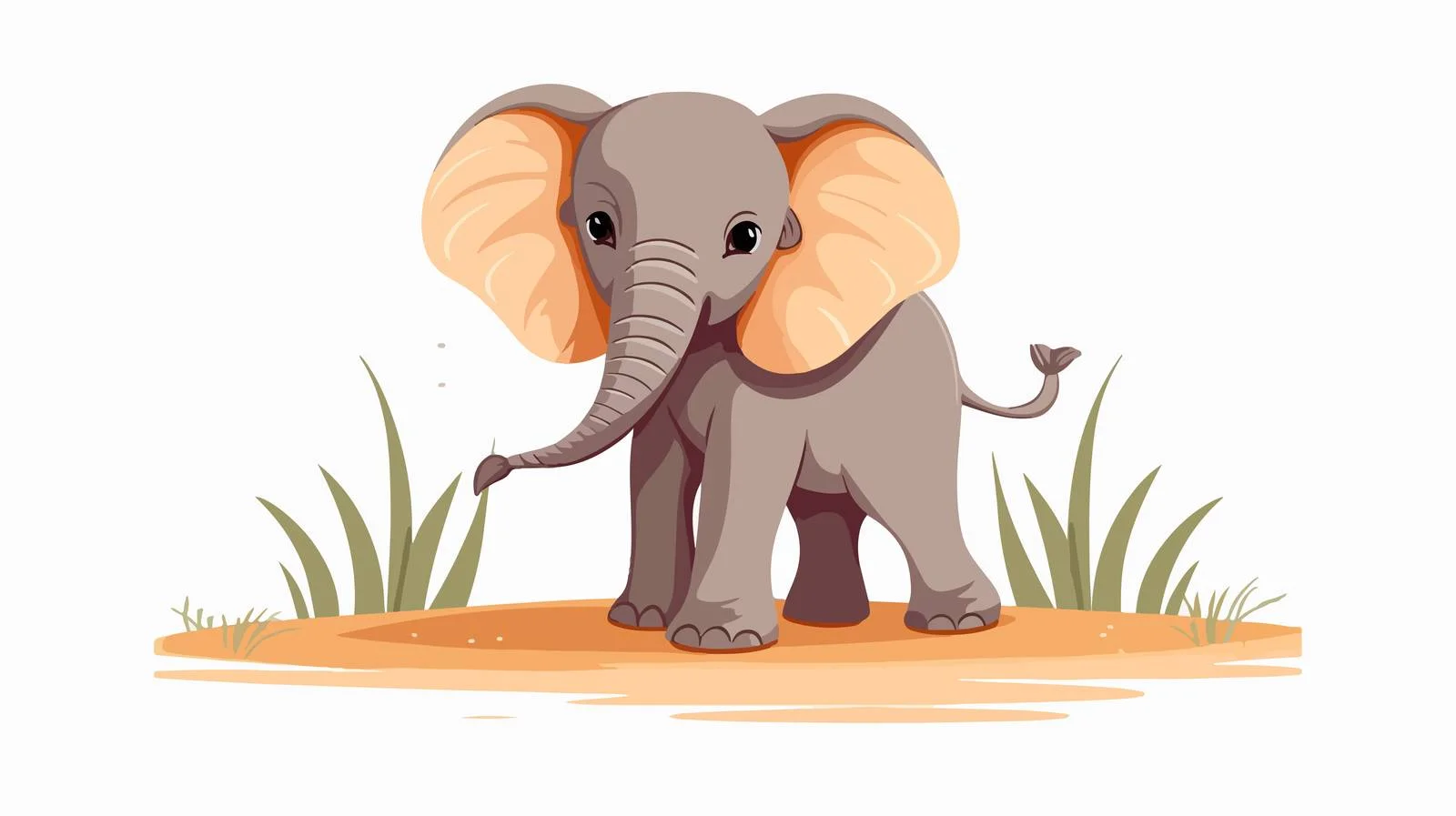 Cheerful baby elephant solo on white backdrop — free download from Dotvec