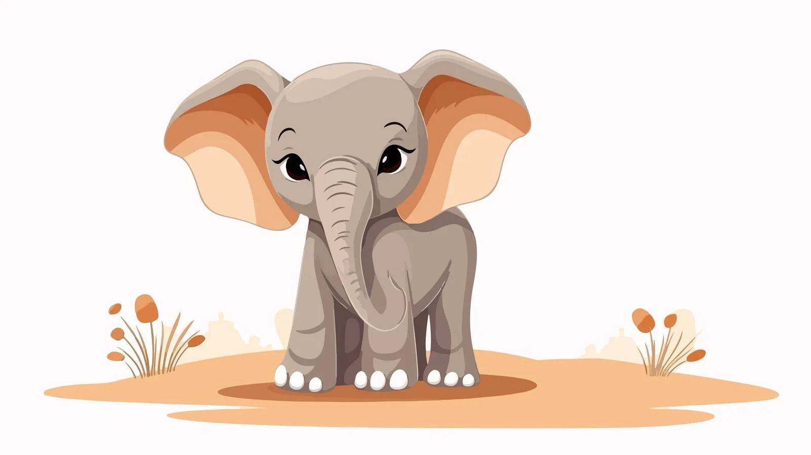 Charming Elephant Posing on White Background — free download from Dotvec
