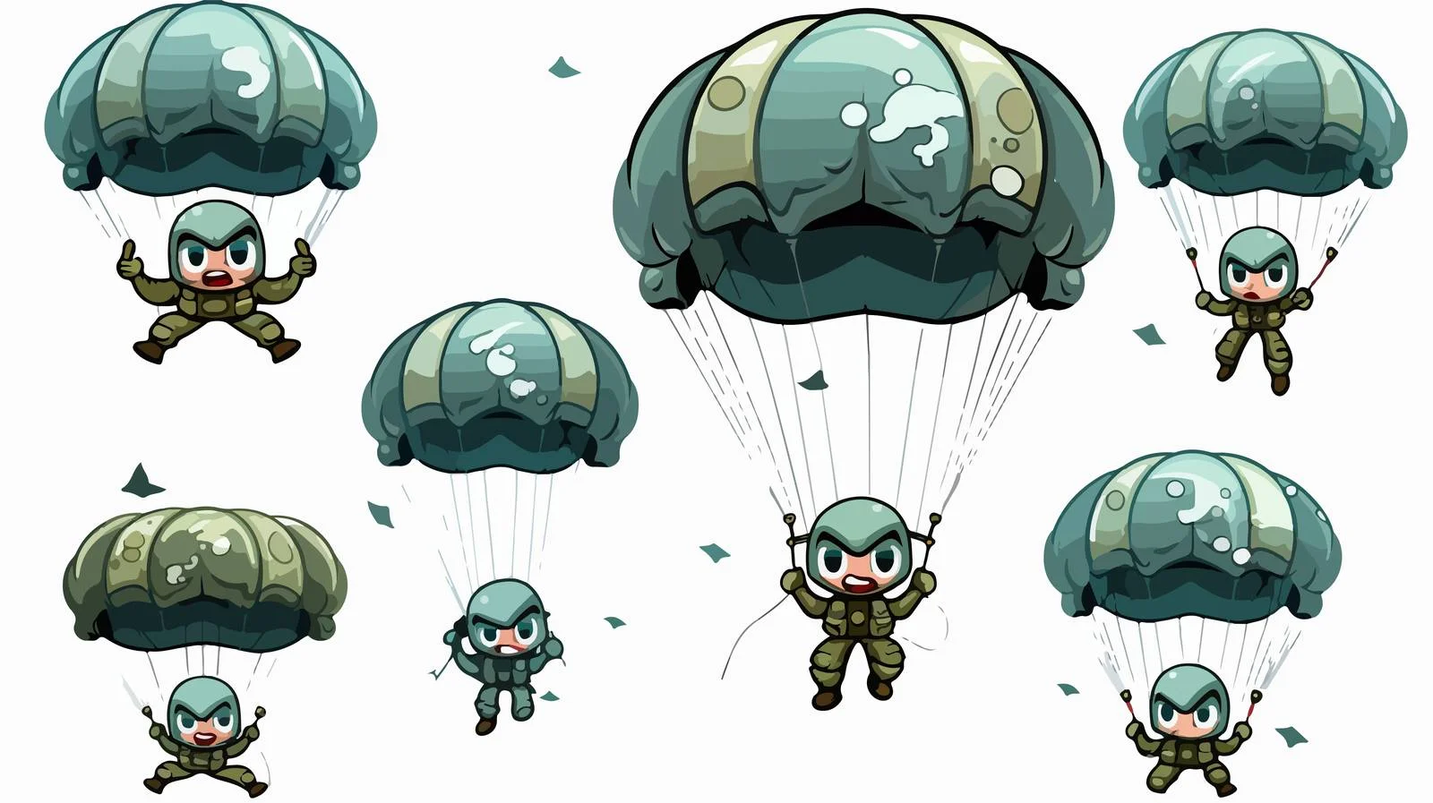 Playful Parachuting Military Vector Illustration — free download from Dotvec