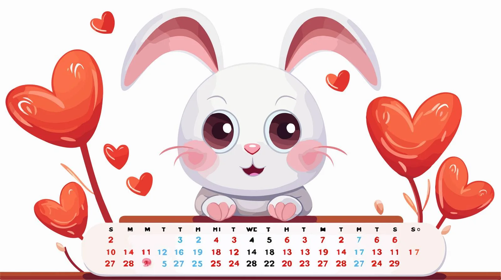 Funny February Cartoon Calendar — free download from Dotvec