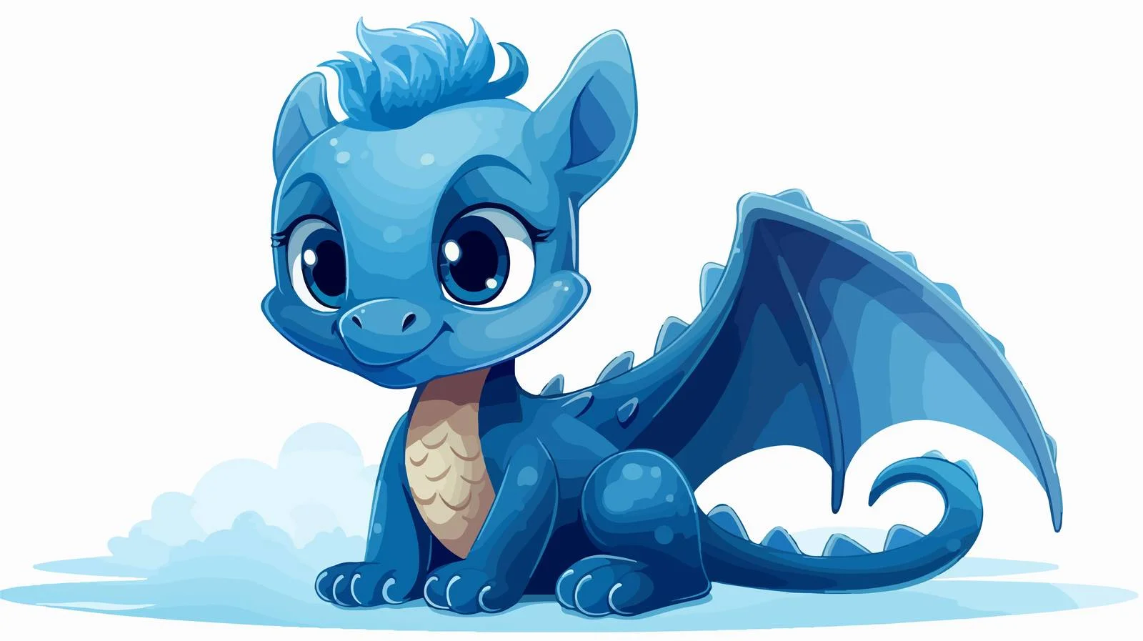 Adorable Blue Dragon Gazing Skyward — free download from Dotvec