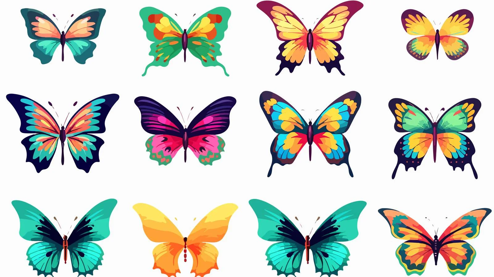 Vibrant Butterfly Set in Flight — free download from Dotvec