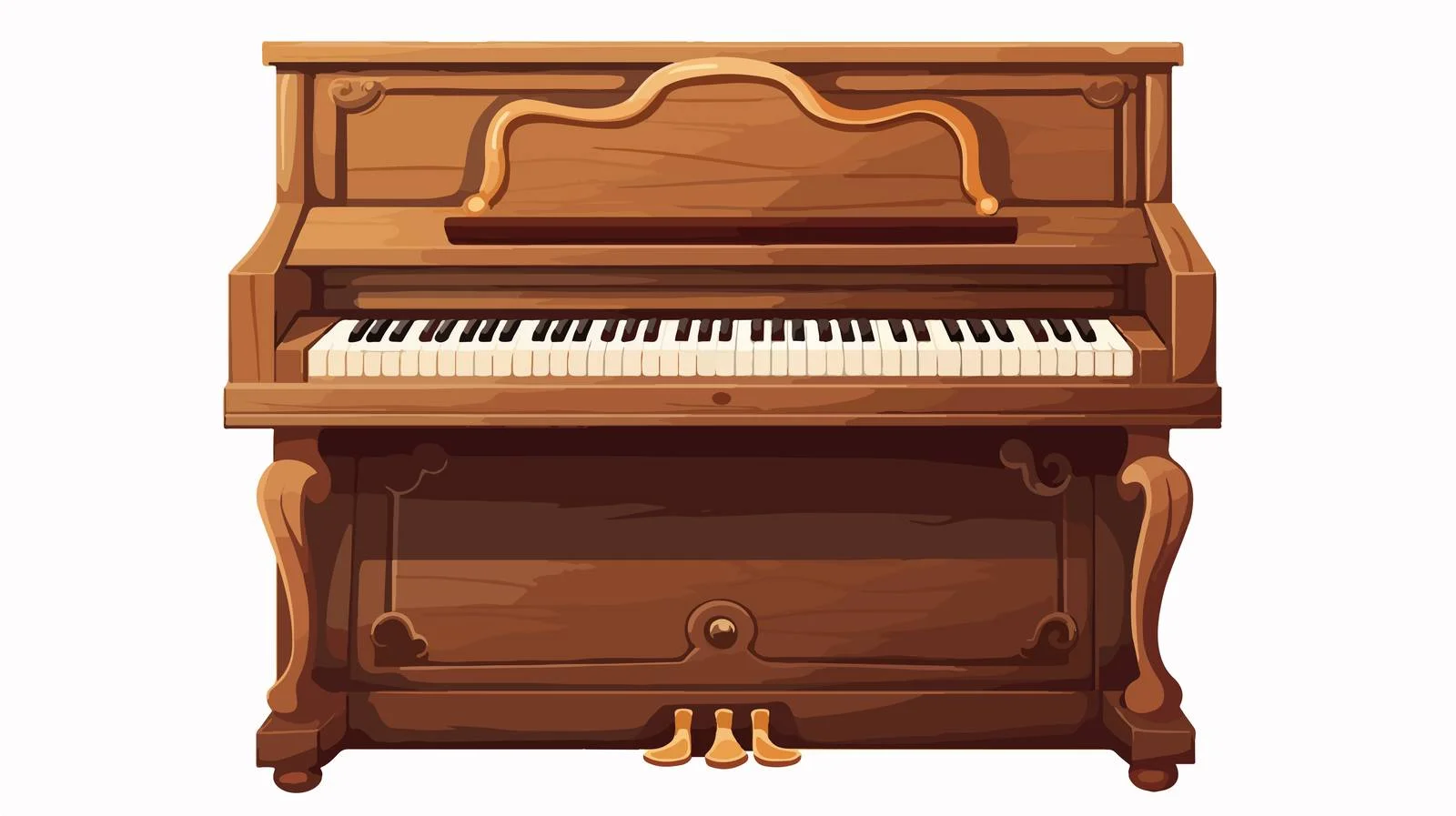 Whimsical Cartoon Brown Old Piano — free download from Dotvec