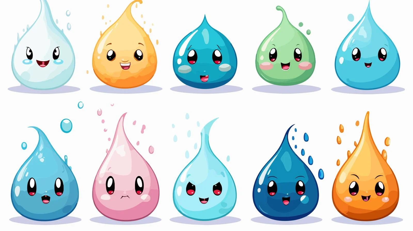 Cheerful Water Droplets Cartoon Vector Illustration — free download from Dotvec
