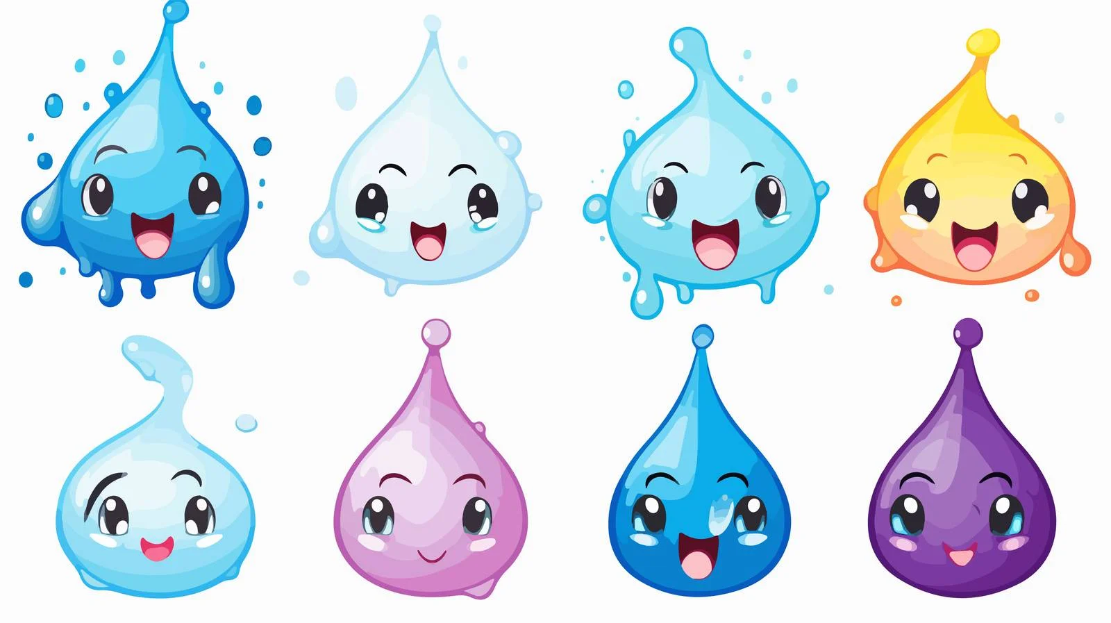 Cheerful Droplet Characters Vector Illustration — free download from Dotvec