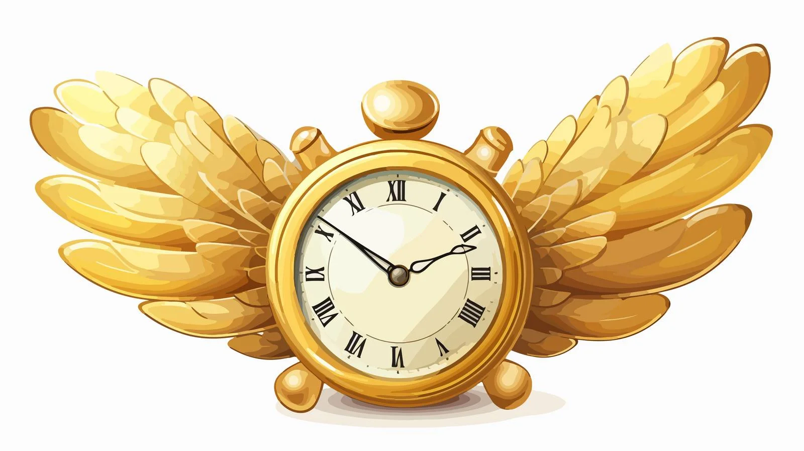 Whimsical Golden Clock with Wings — free download from Dotvec