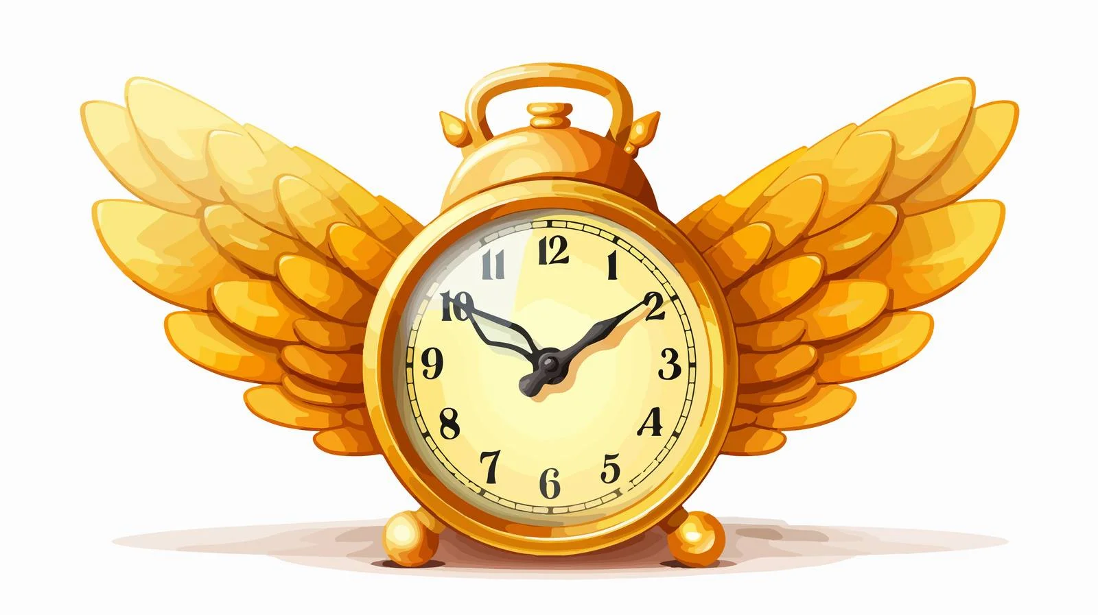 Whimsical Golden Flying Clock Illustration — free download from Dotvec