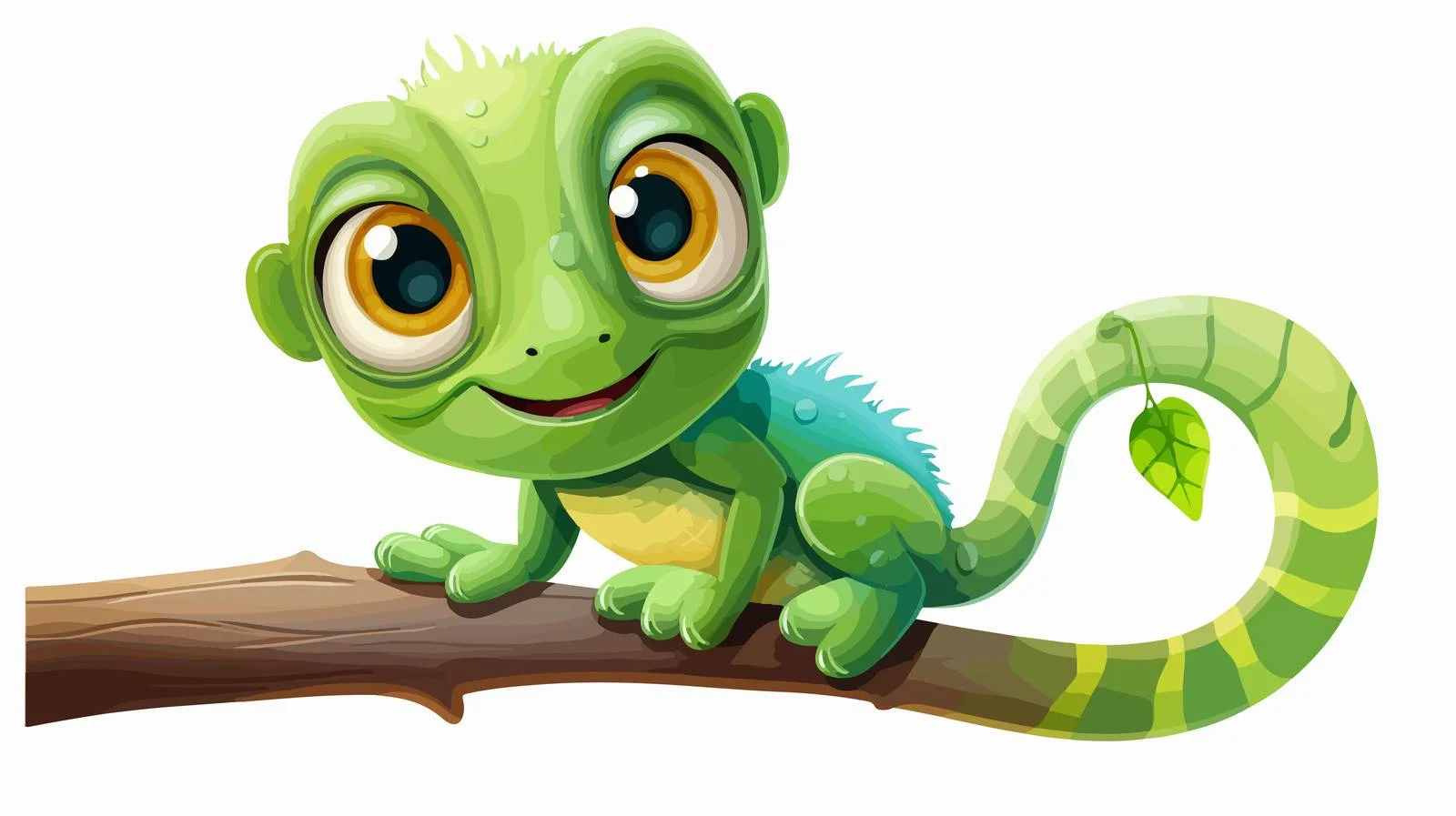 Adorable Chameleon Smiling on Branch — free download from Dotvec
