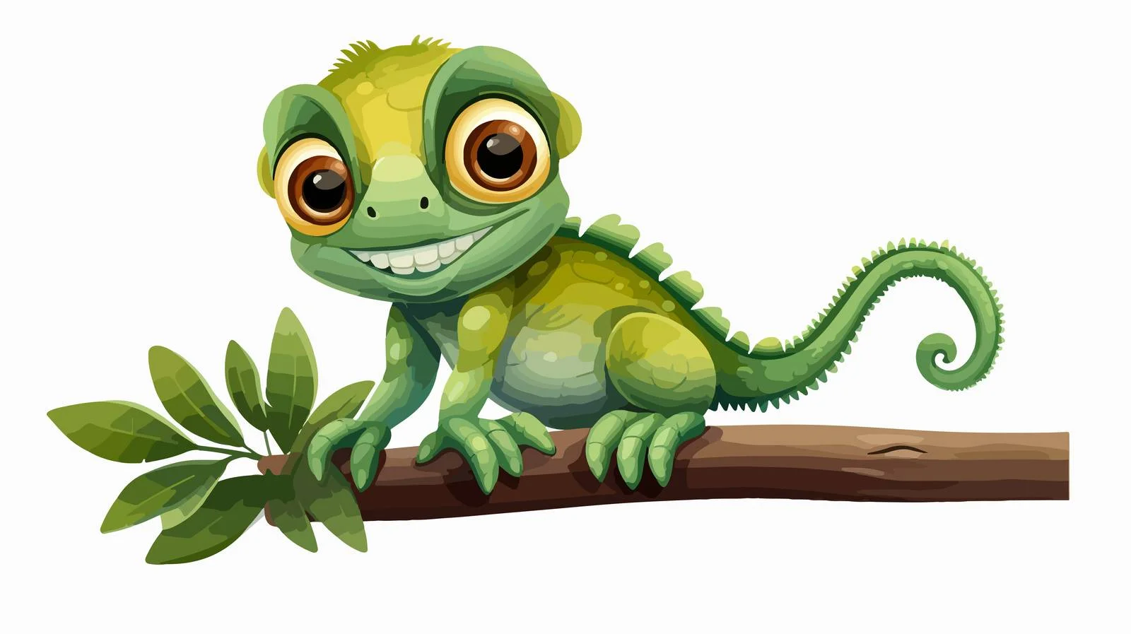 Smiling Chameleon on Branch — free download from Dotvec