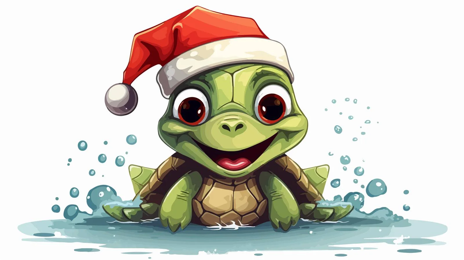 Cheerful Green Turtle Swimming Joyfully — free download from Dotvec