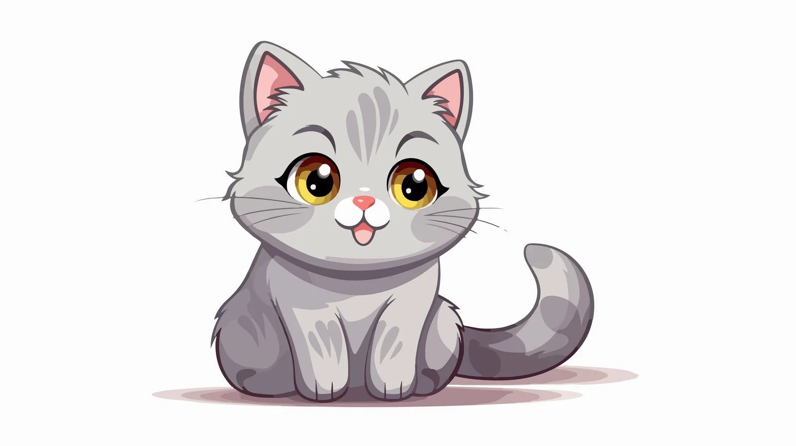 Cheerful Grey Cat Vector Illustration — free download from Dotvec