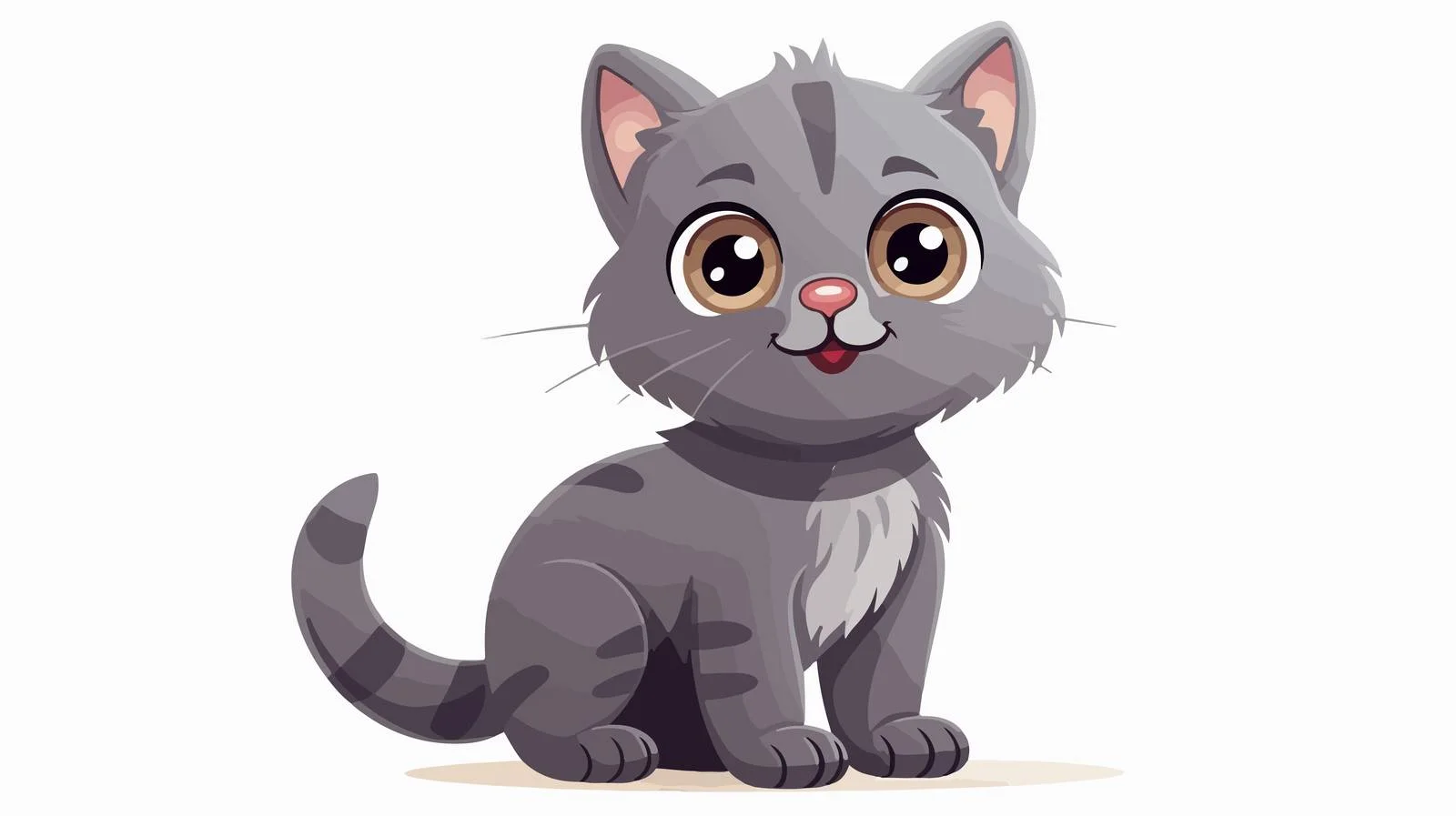 Smiling Grey Cat Vector Illustration — free download from Dotvec