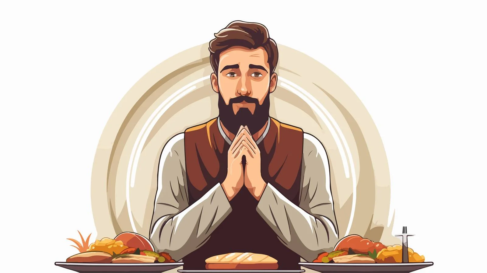 Man Praying Humor Vector Illustration — free download from Dotvec