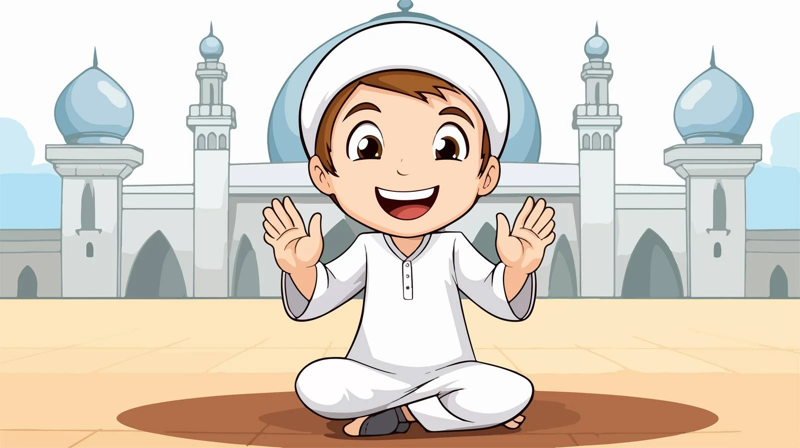 Playful Muslim Boy Reciting Adzan Prayer — free download from Dotvec
