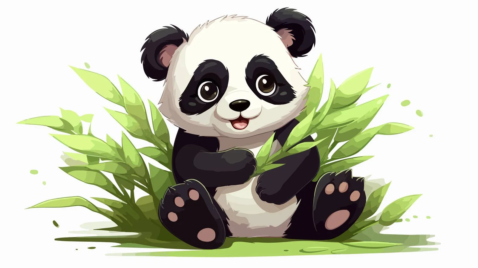 Adorable Panda Holding Little Bamboo — free download from Dotvec