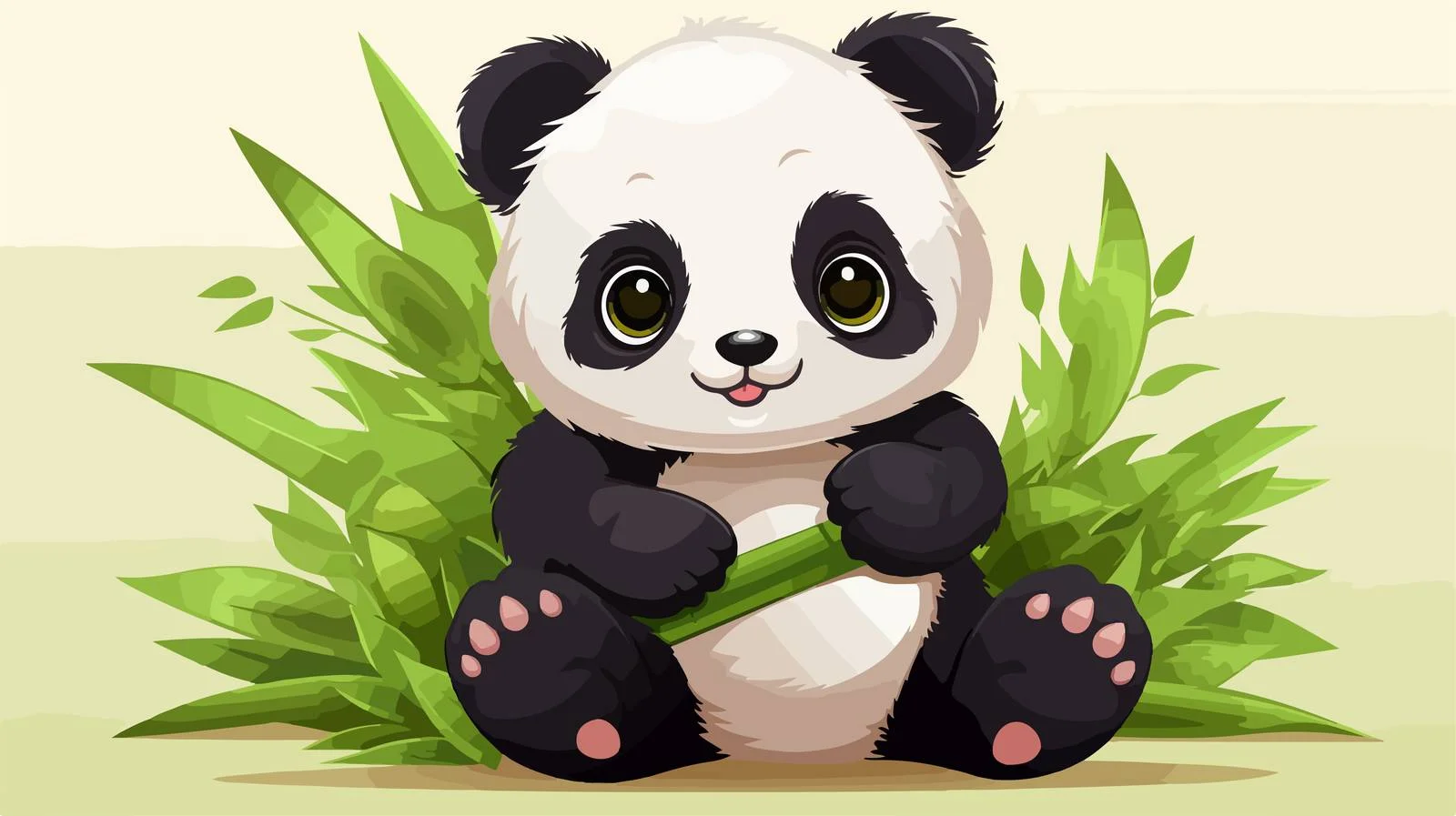 Adorable Panda Holding Bamboo — free download from Dotvec