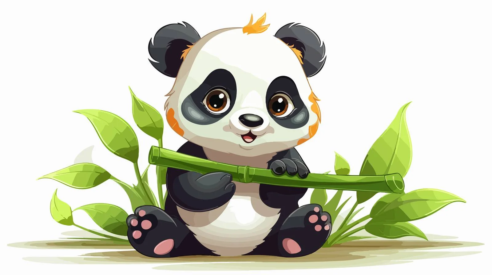 Adorable Panda Sitting with Bamboo — free download from Dotvec