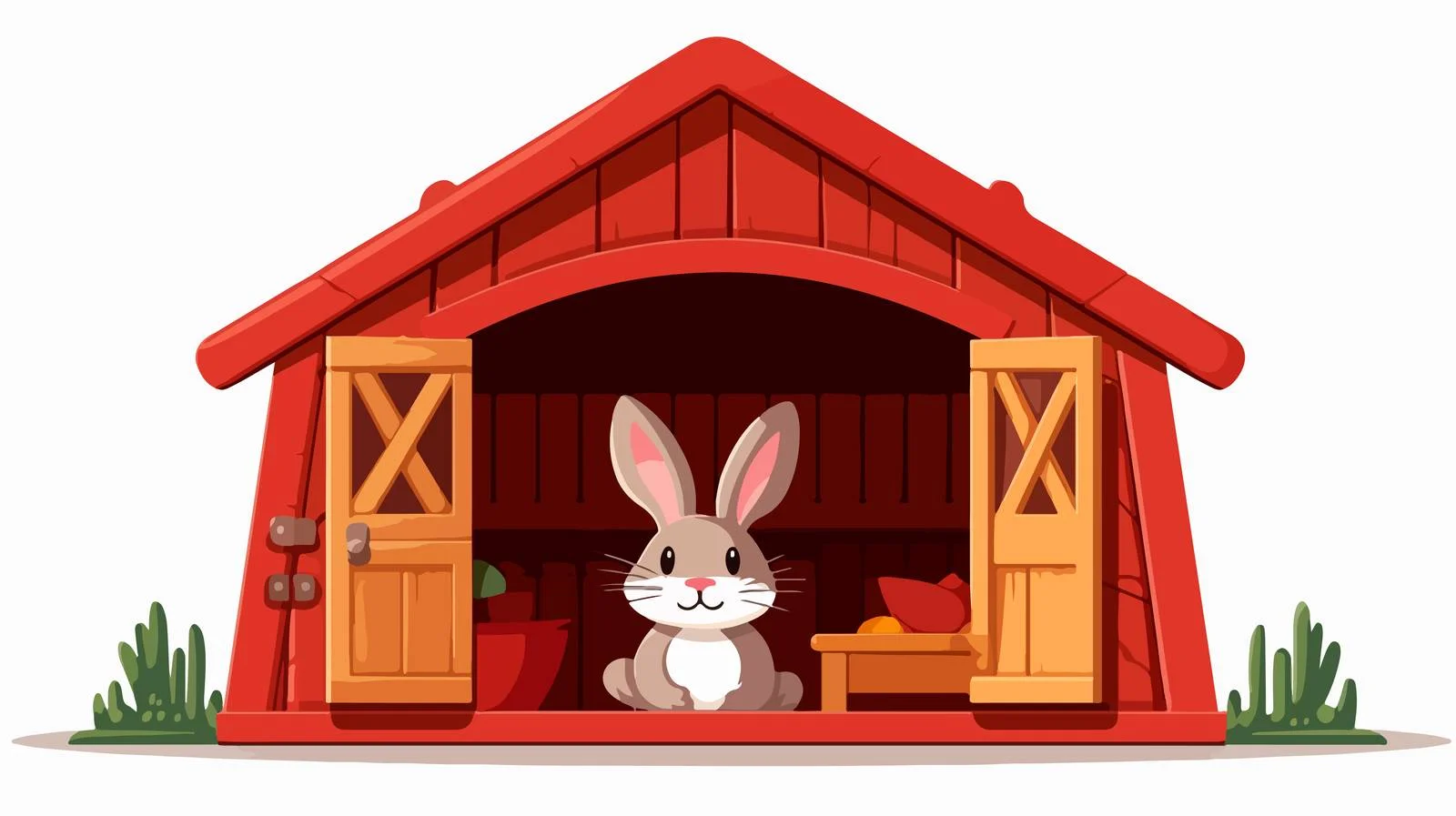 Adorable Rabbit Hutch Cartoon Illustration — free download from Dotvec