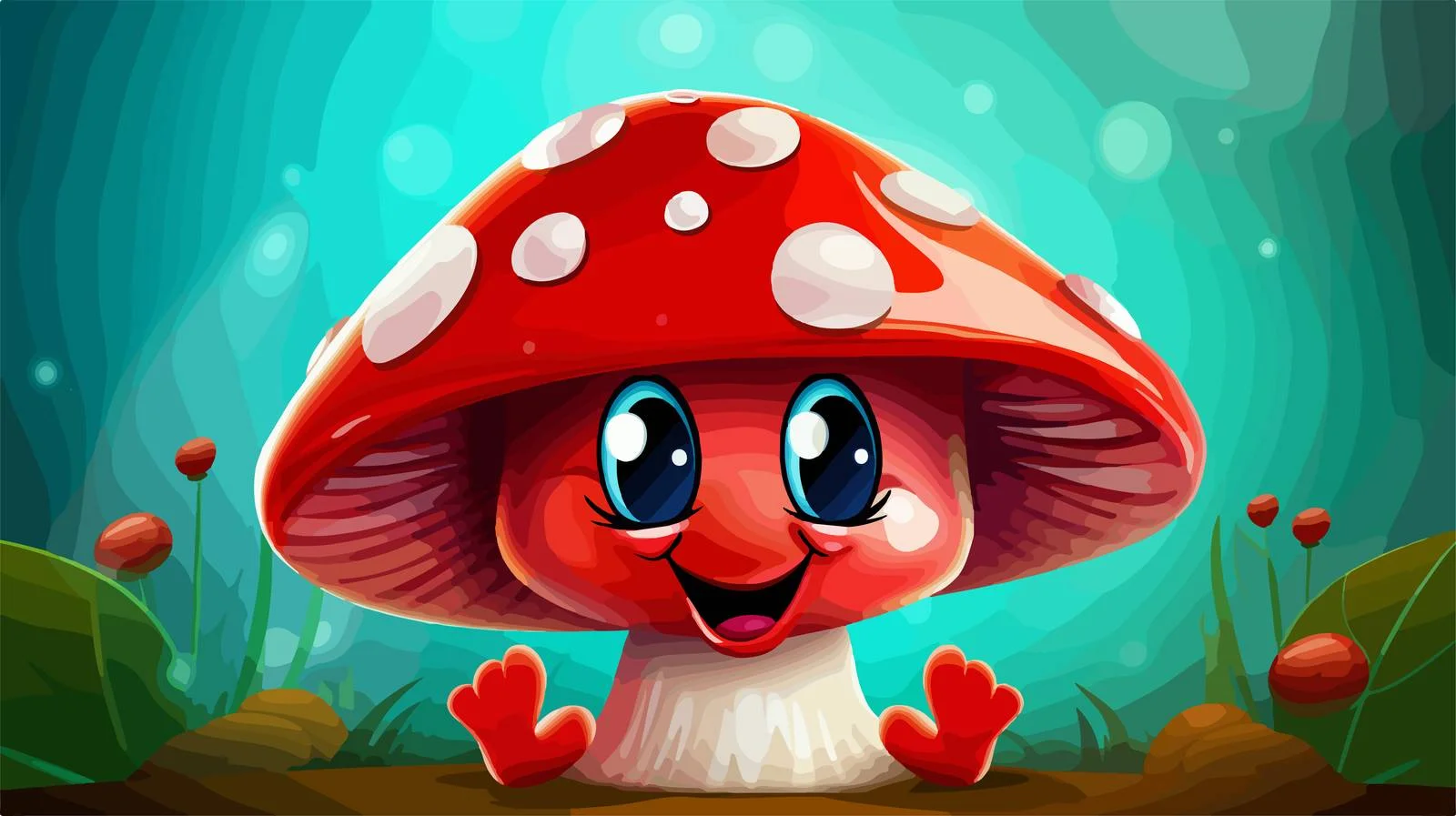 Cheerful Mushroom Illustration — free download from Dotvec