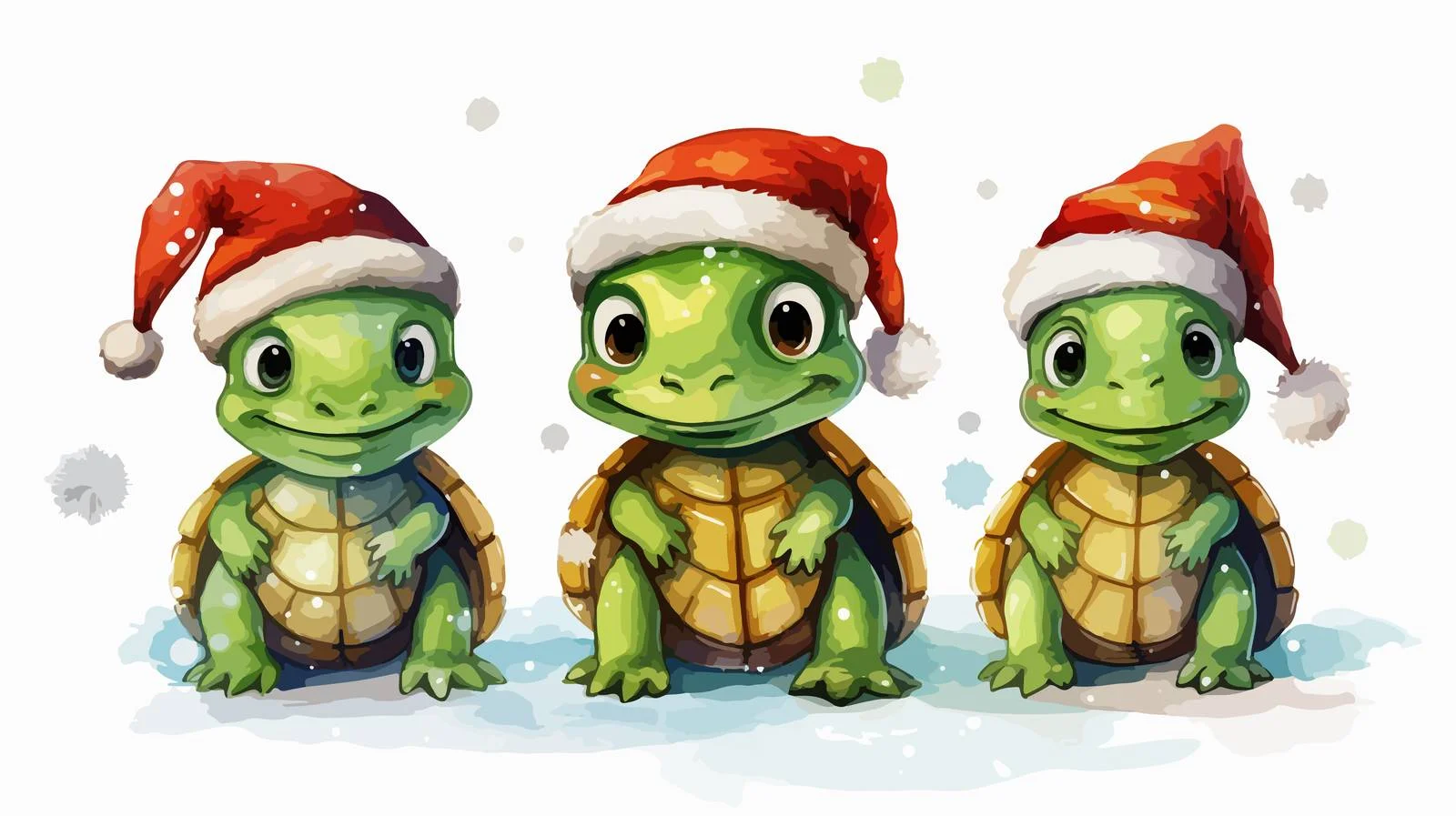 Adorable Festive Turtles in Santa Hats — free download from Dotvec