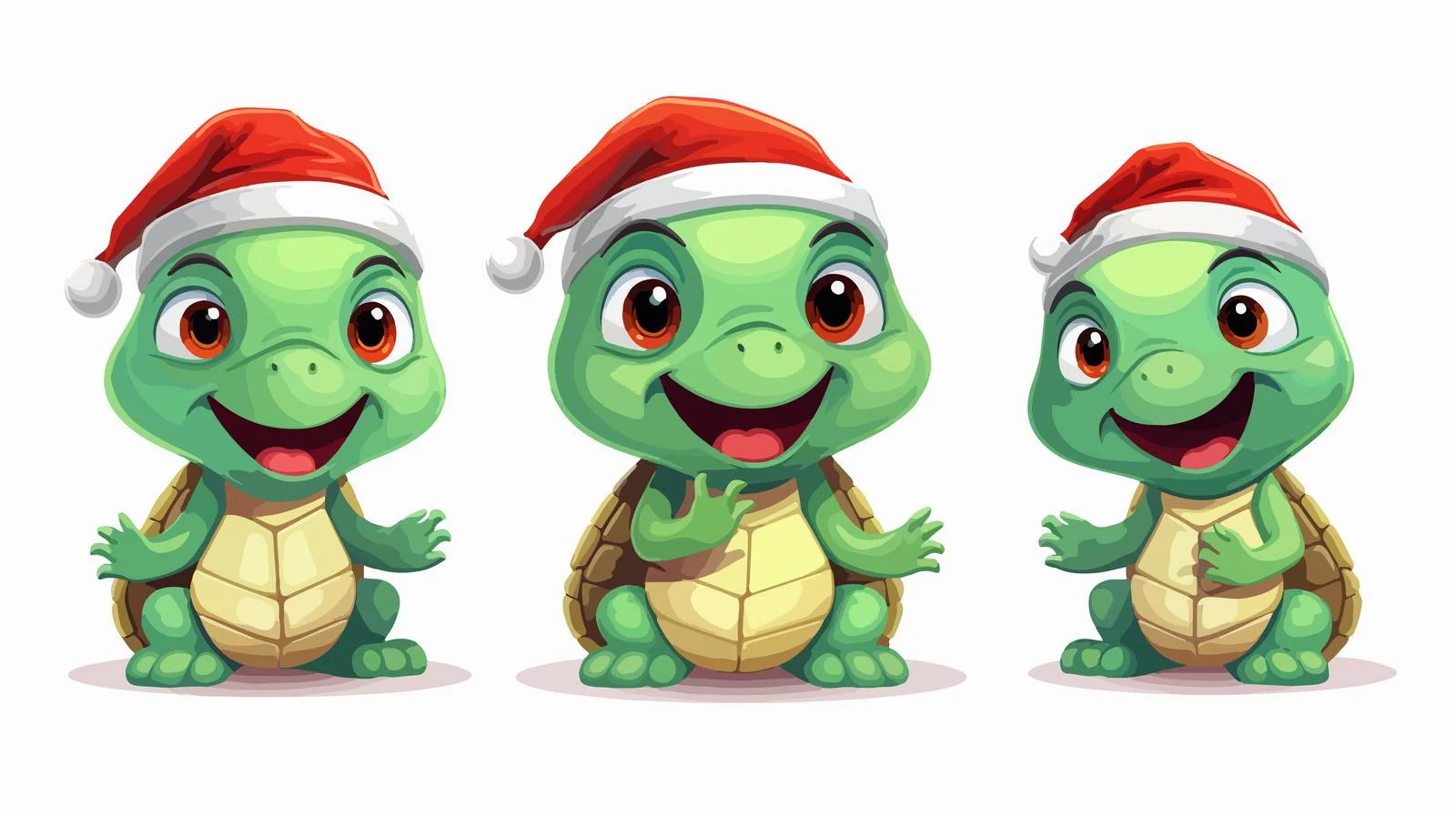 Adorable Turtles in Santa Hats — free download from Dotvec