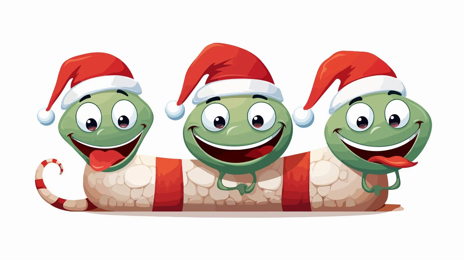 Adorable Worm Trio Wearing Santa Hat — free download from Dotvec