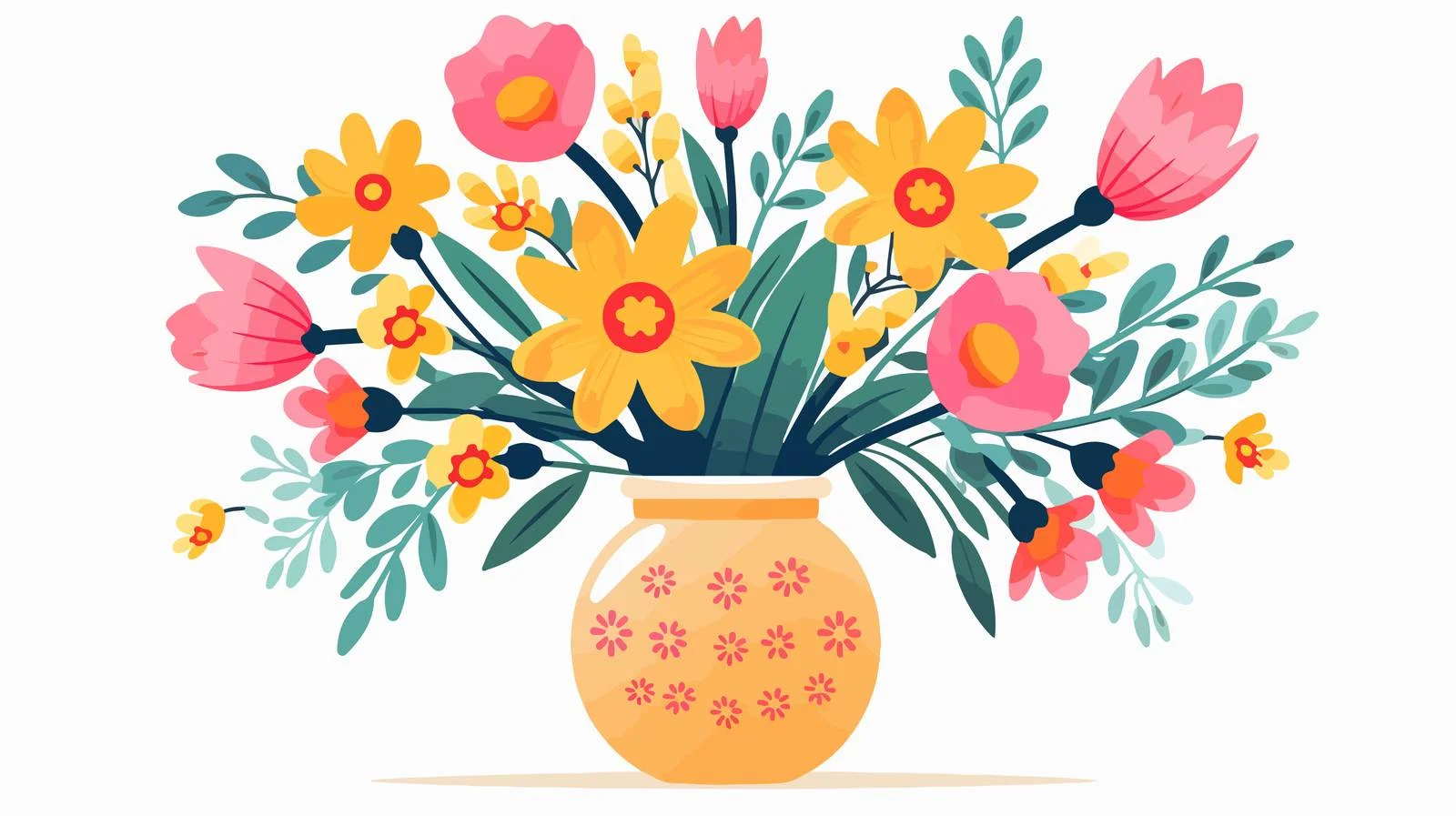 Whimsical Flower Vase Illustration — free download from Dotvec