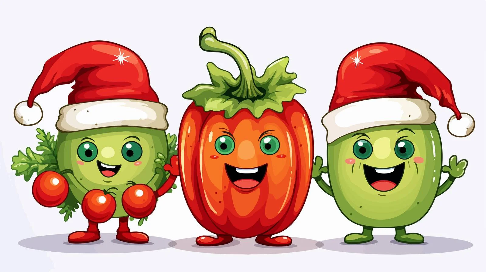 Adorable Festive Vegetable Characters with Santa Hats — free download from Dotvec